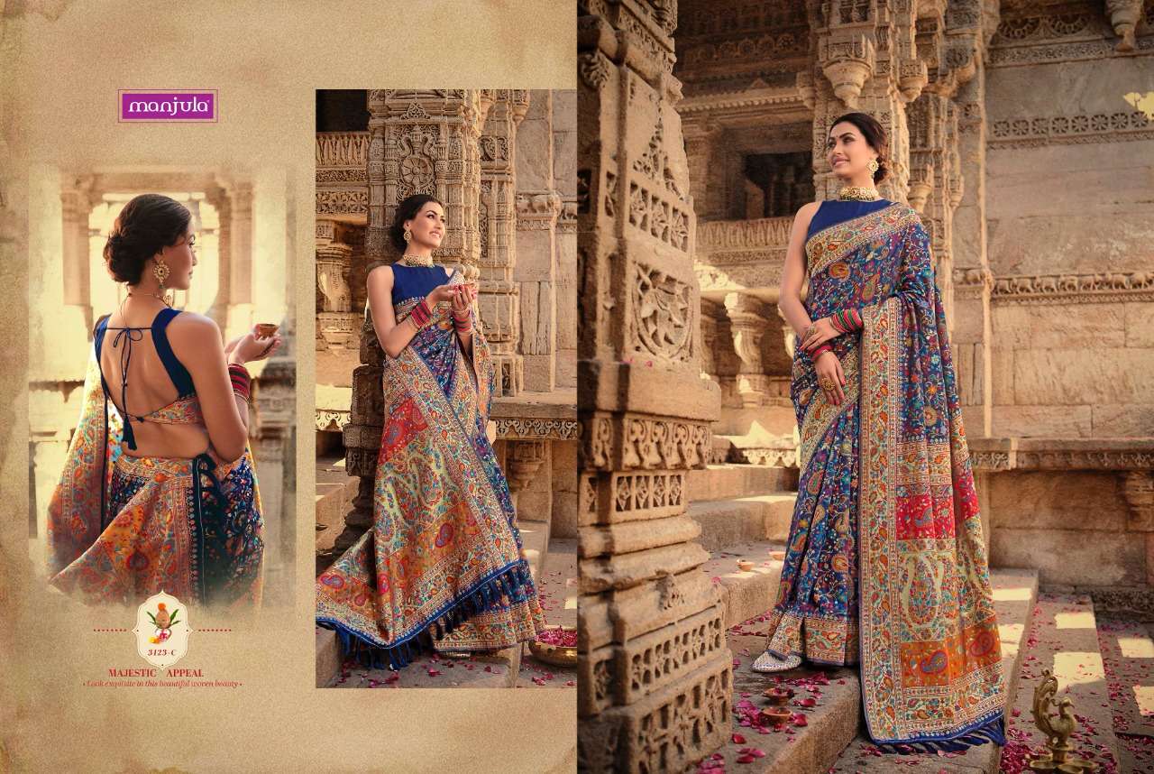 AARADHYA VOL-2 BY MANJULA INDIAN TRADITIONAL WEAR COLLECTION BEAUTIFUL STYLISH FANCY COLORFUL PARTY WEAR & OCCASIONAL WEAR SILK SAREES AT WHOLESALE PRICE