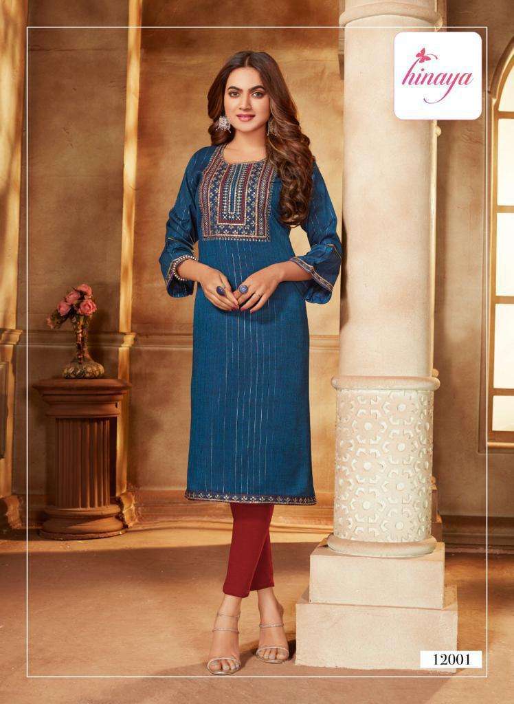 KAREENA VOL-4 BY HINAYA 4001 TO 4008 SERIES DESIGNER STYLISH FANCY COLORFUL BEAUTIFUL PARTY WEAR & ETHNIC WEAR COLLECTION RAYON EMBROIDERY KURTIS AT WHOLESALE PRICE