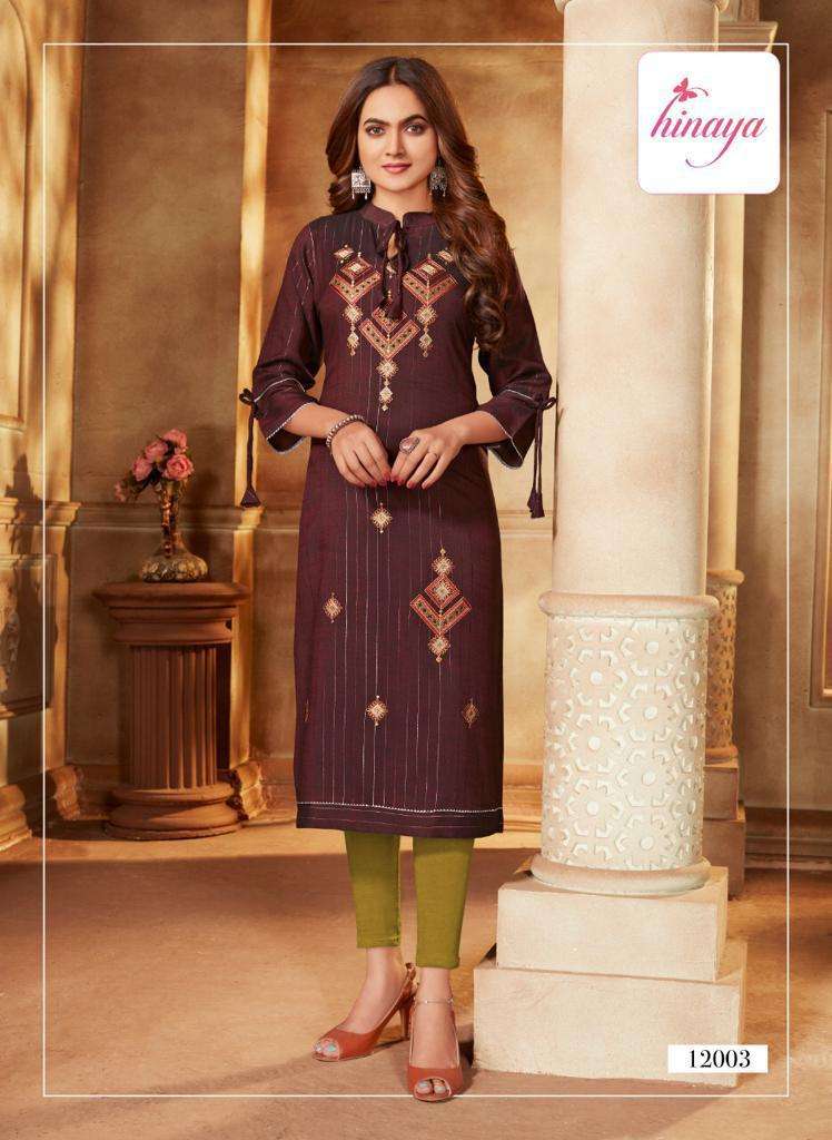 KAREENA VOL-4 BY HINAYA 4001 TO 4008 SERIES DESIGNER STYLISH FANCY COLORFUL BEAUTIFUL PARTY WEAR & ETHNIC WEAR COLLECTION RAYON EMBROIDERY KURTIS AT WHOLESALE PRICE