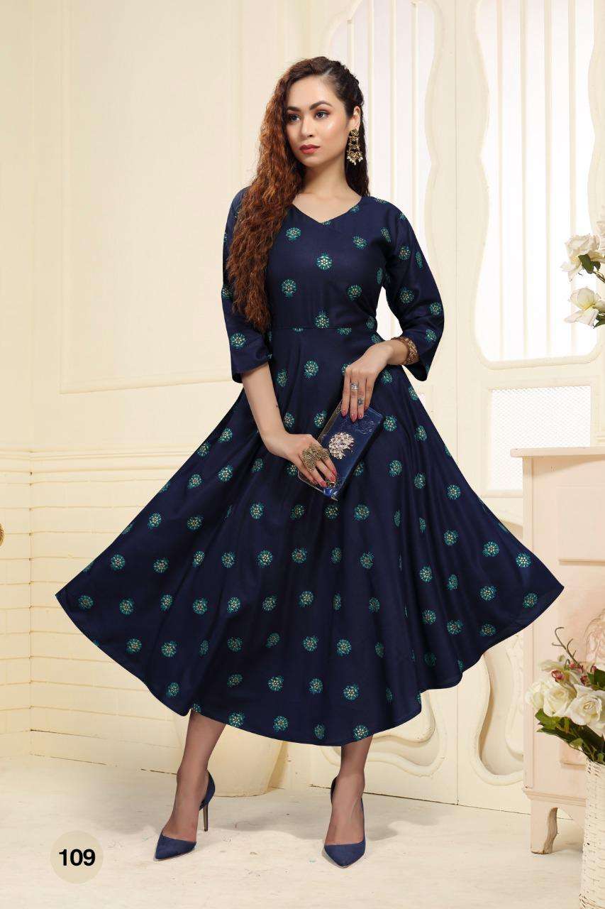 SIMRAN BY BEAUTY QUEEN 101 TO 110 SERIES DESIGNER STYLISH FANCY COLORFUL BEAUTIFUL PARTY WEAR & ETHNIC WEAR COLLECTION RAYON PRINT KURTIS AT WHOLESALE PRICE