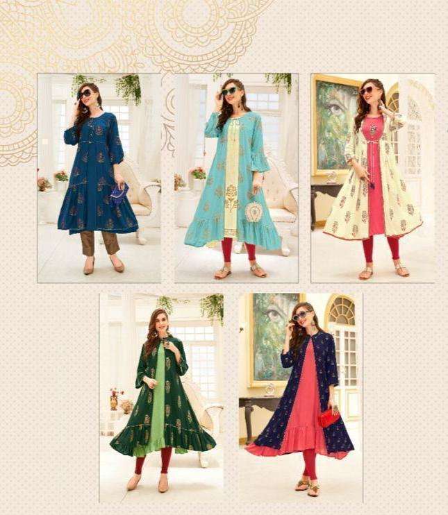 AFSANA VOL-1 BY HINAYA 001 TO 005 SERIES DESIGNER STYLISH FANCY COLORFUL BEAUTIFUL PARTY WEAR & ETHNIC WEAR COLLECTION RAYON SLUB KURTIS AT WHOLESALE PRICE