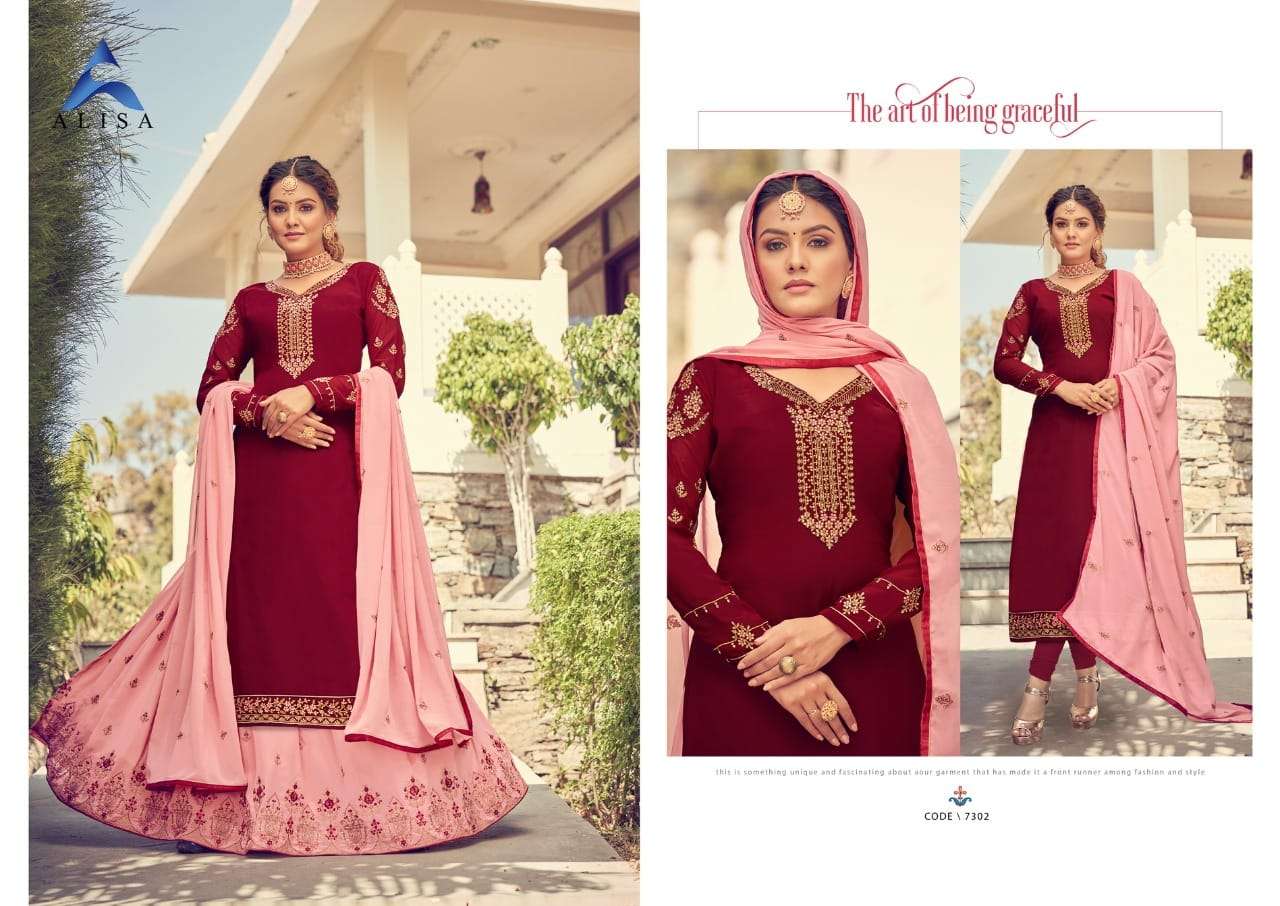 KIARA VOL-8 BY ALISA 7301 TO 7306 SERIES BEAUTIFUL SUITS COLORFUL STYLISH FANCY CASUAL WEAR & ETHNIC WEAR PURE FAUX GEORGETTE DRESSES AT WHOLESALE PRICE