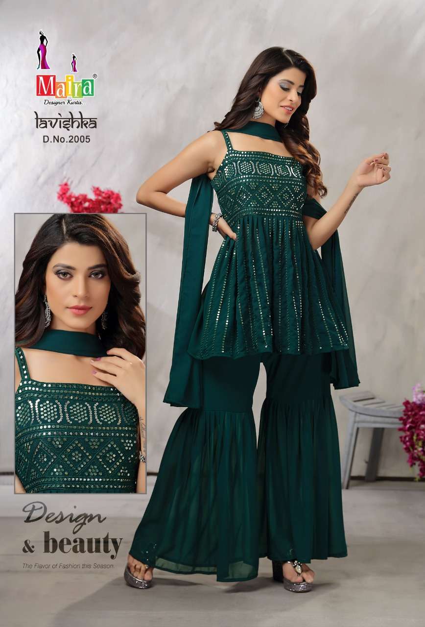 LAVISHKA VOL-2 BY MAIRA 2001 TO 2008 SERIES BEAUTIFUL SHARARA SUITS COLORFUL STYLISH FANCY CASUAL WEAR & ETHNIC WEAR HEAVY BLOOMING GEORGETTE DRESSES AT WHOLESALE PRICE