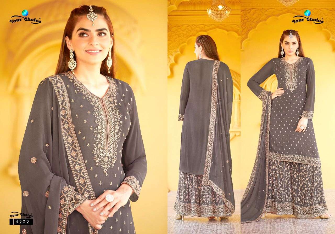 Ramadan By Your Choice 4199 To 4202 Series Beautiful Sharara Suits Colorful Stylish Fancy Casual Wear & Ethnic Wear Pure Georgette Embroidered Dresses At Wholesale Price