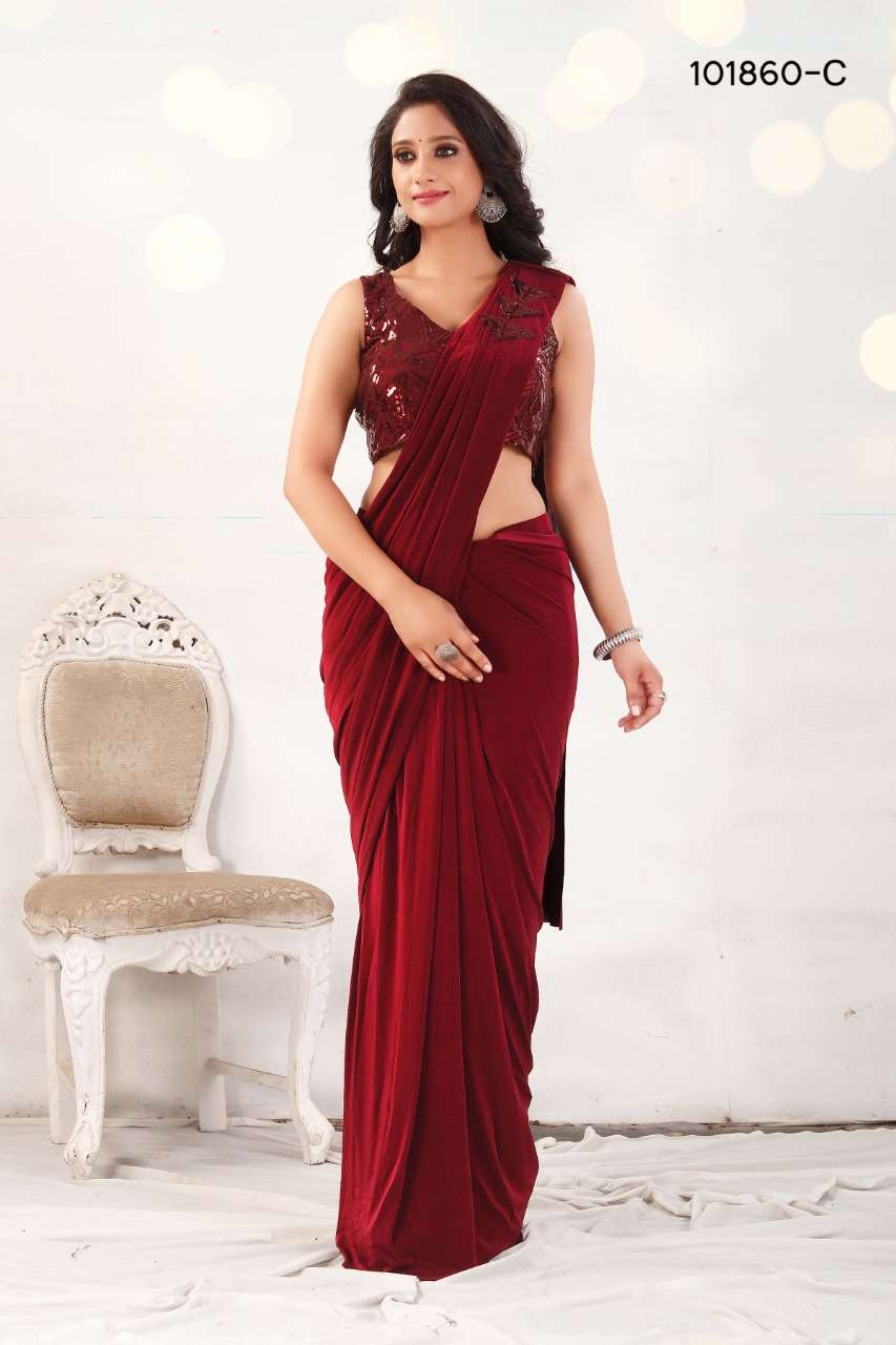 4 Color Imported Lycra Designer Ready To Wear Saree at Rs 1549 in Surat