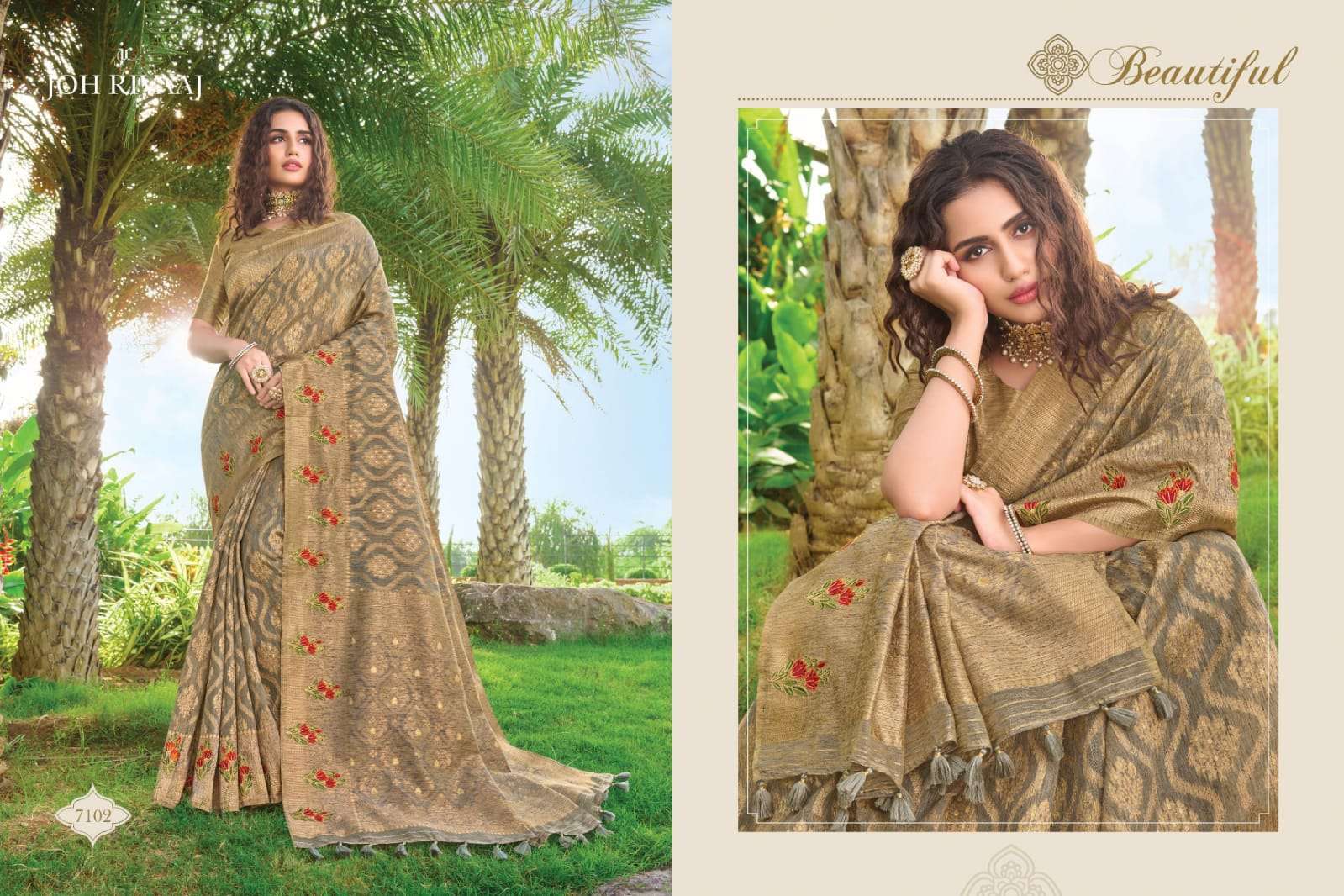 JANSI VOL-71 BY JOH RIVAAJ 7101 TO 7109 SERIES INDIAN TRADITIONAL WEAR COLLECTION BEAUTIFUL STYLISH FANCY COLORFUL PARTY WEAR & OCCASIONAL WEAR SILK WITH WORK SAREES AT WHOLESALE PRICE