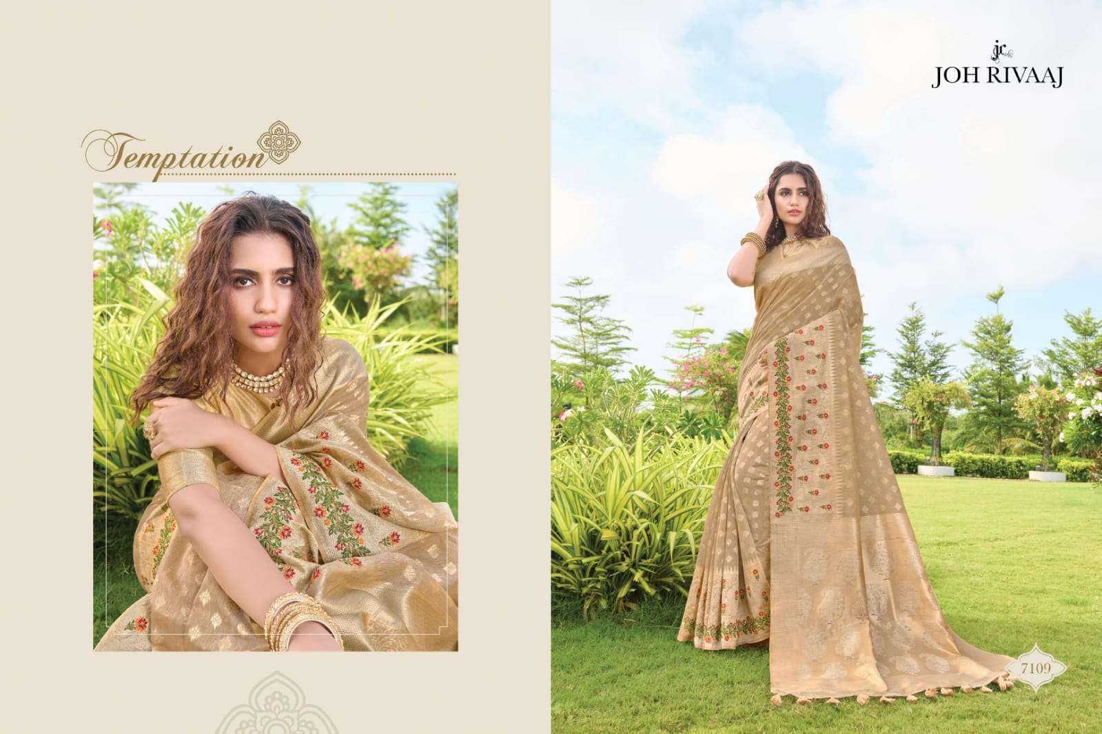 JANSI VOL-71 BY JOH RIVAAJ 7101 TO 7109 SERIES INDIAN TRADITIONAL WEAR COLLECTION BEAUTIFUL STYLISH FANCY COLORFUL PARTY WEAR & OCCASIONAL WEAR SILK WITH WORK SAREES AT WHOLESALE PRICE