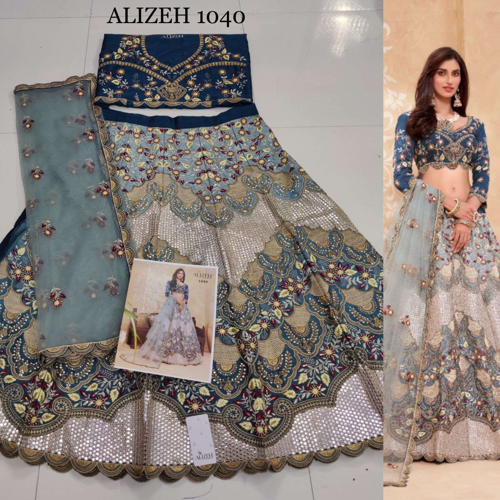 ALIZEH HIT DESIGN 1040 BY ALIZEH DESIGNER BEAUTIFUL NAVRATRI COLLECTION OCCASIONAL WEAR & PARTY WEAR FANCY LEHENGAS AT WHOLESALE PRICE