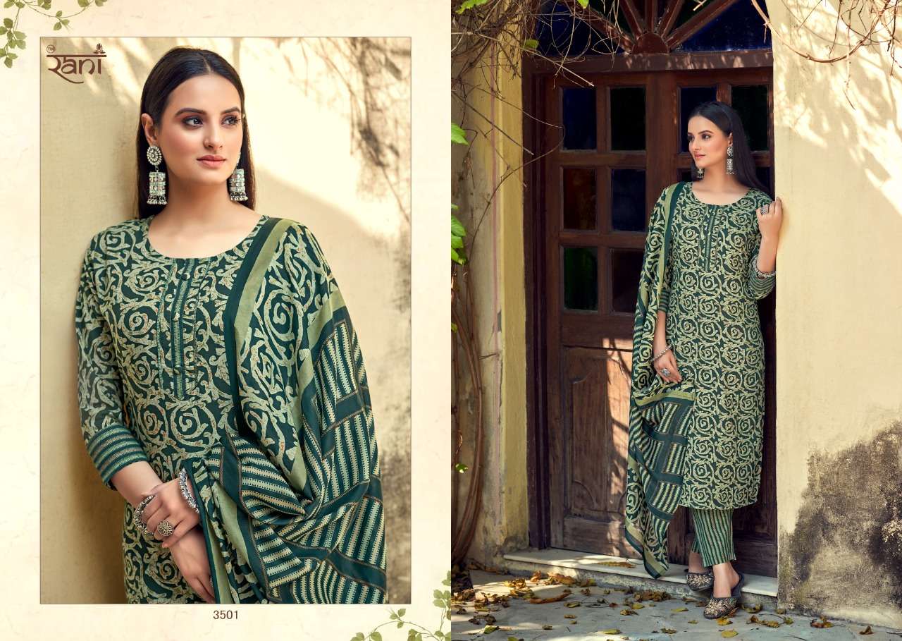 KASHVI VOL-2  BY RANI FASHION 3501 TO 3512 SERIES BEAUTIFUL STYLISH SUITS FANCY COLORFUL CASUAL WEAR & ETHNIC WEAR & READY TO WEAR PURE COTTON PRINTED DRESSES AT WHOLESALE PRICE