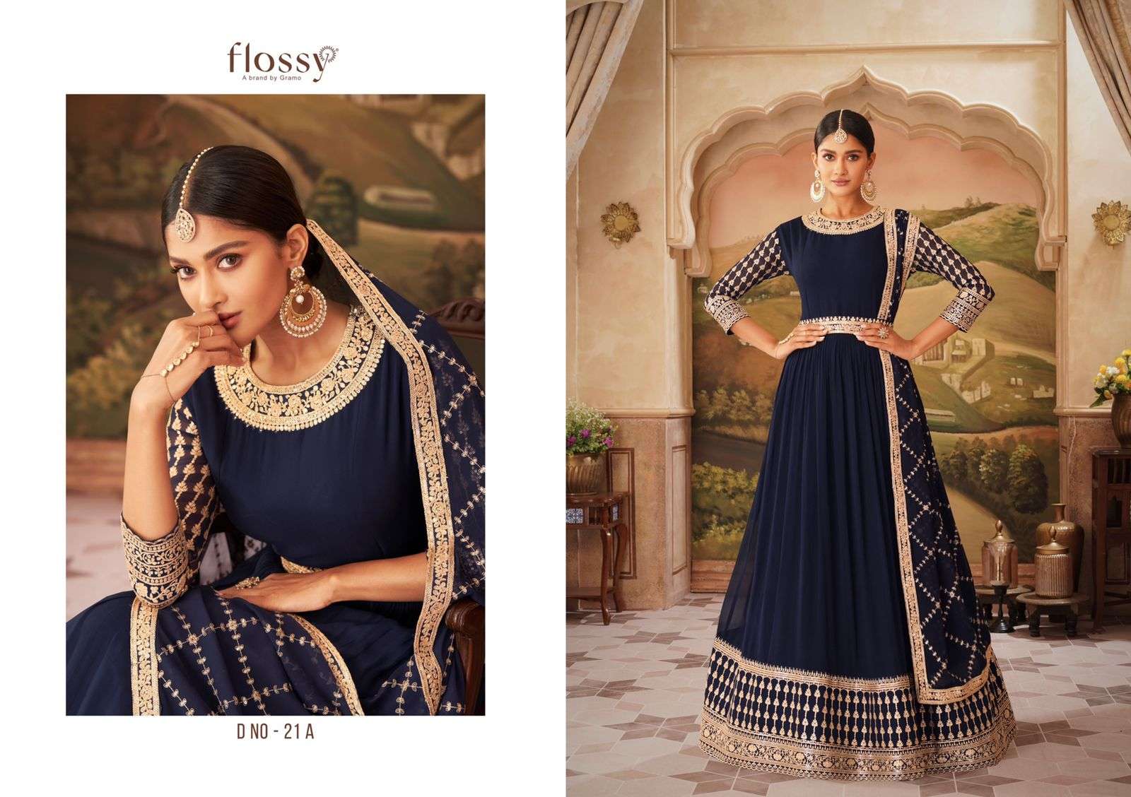 ROOH COLOUR BY FLOSSY 21-A TO 21-D SERIES BEAUTIFUL ANARKALI SUITS COLORFUL STYLISH FANCY CASUAL WEAR & ETHNIC WEAR HEAVY REAL GEORGETTE DRESSES AT WHOLESALE PRICE