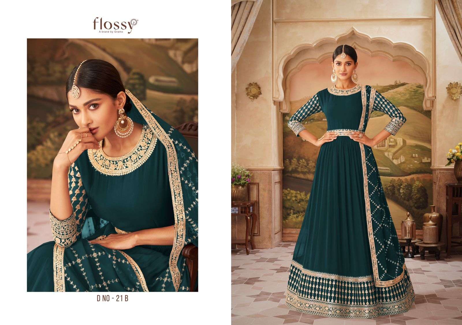 ROOH COLOUR BY FLOSSY 21-A TO 21-D SERIES BEAUTIFUL ANARKALI SUITS COLORFUL STYLISH FANCY CASUAL WEAR & ETHNIC WEAR HEAVY REAL GEORGETTE DRESSES AT WHOLESALE PRICE