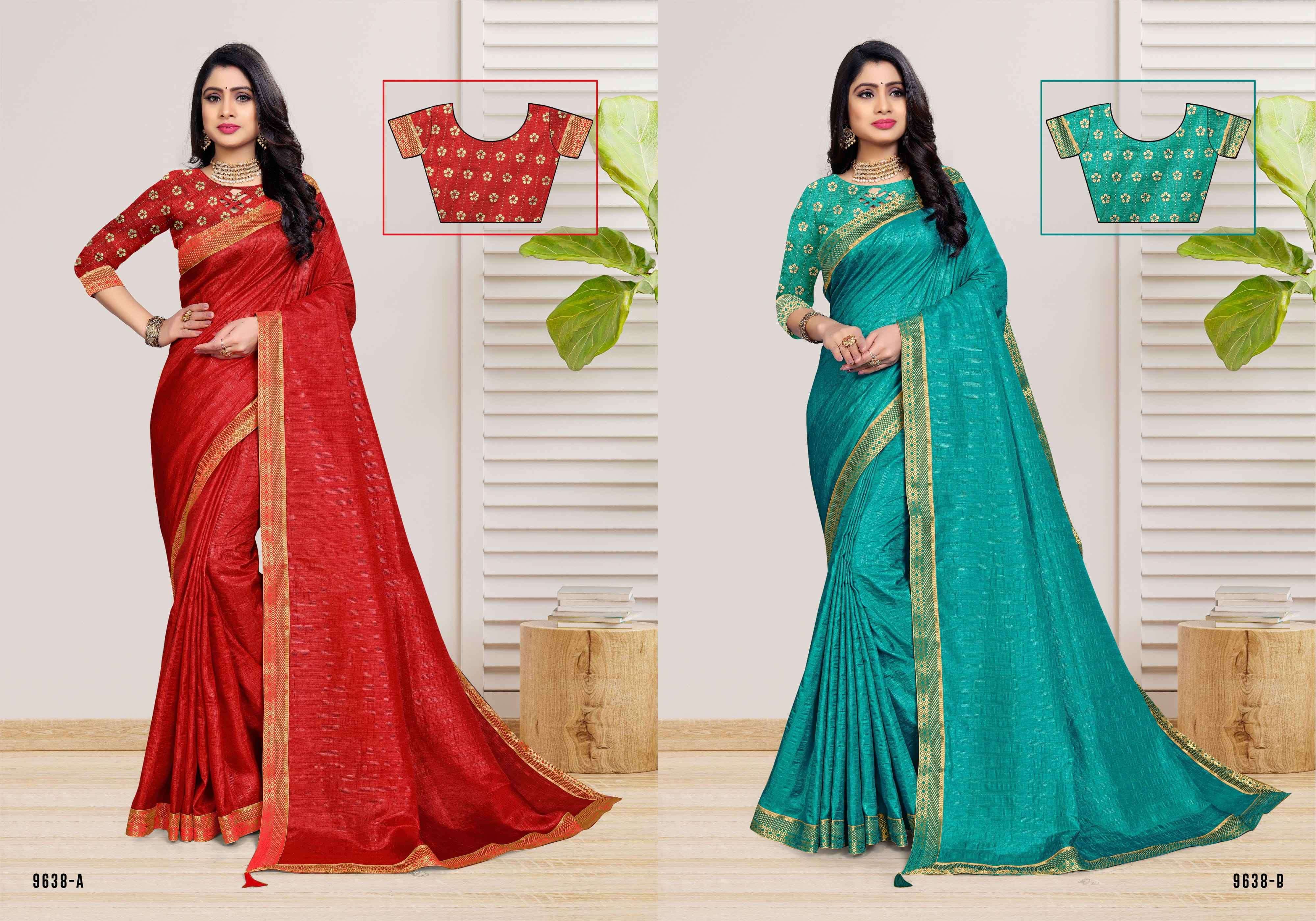AAMRAS VOL-2 BY INDIAN WOMEN 9638-A TO 9638-H SERIES INDIAN TRADITIONAL WEAR COLLECTION BEAUTIFUL STYLISH FANCY COLORFUL PARTY WEAR & OCCASIONAL WEAR VICHITRA SAREES AT WHOLESALE PRICE