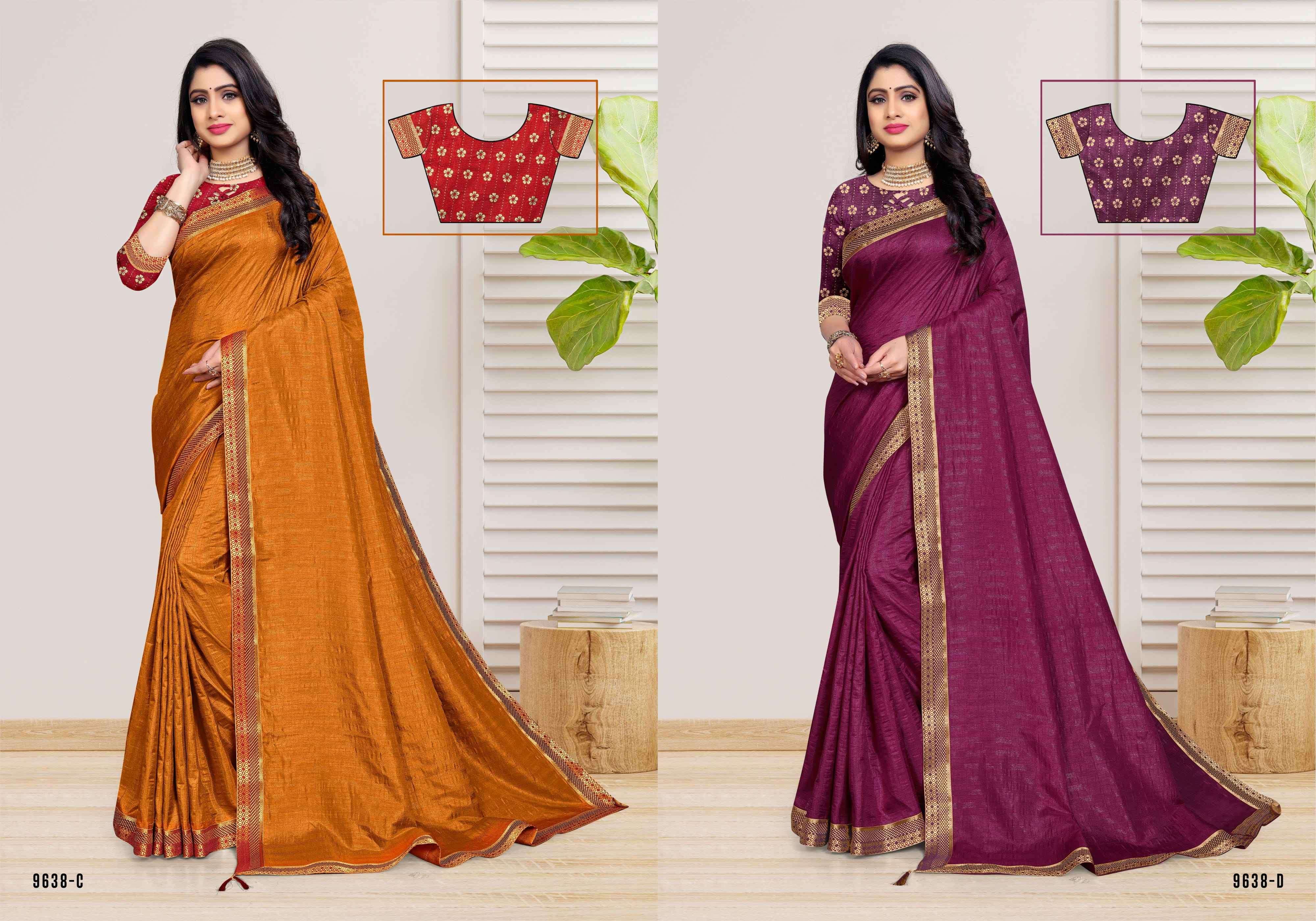 AAMRAS VOL-2 BY INDIAN WOMEN 9638-A TO 9638-H SERIES INDIAN TRADITIONAL WEAR COLLECTION BEAUTIFUL STYLISH FANCY COLORFUL PARTY WEAR & OCCASIONAL WEAR VICHITRA SAREES AT WHOLESALE PRICE