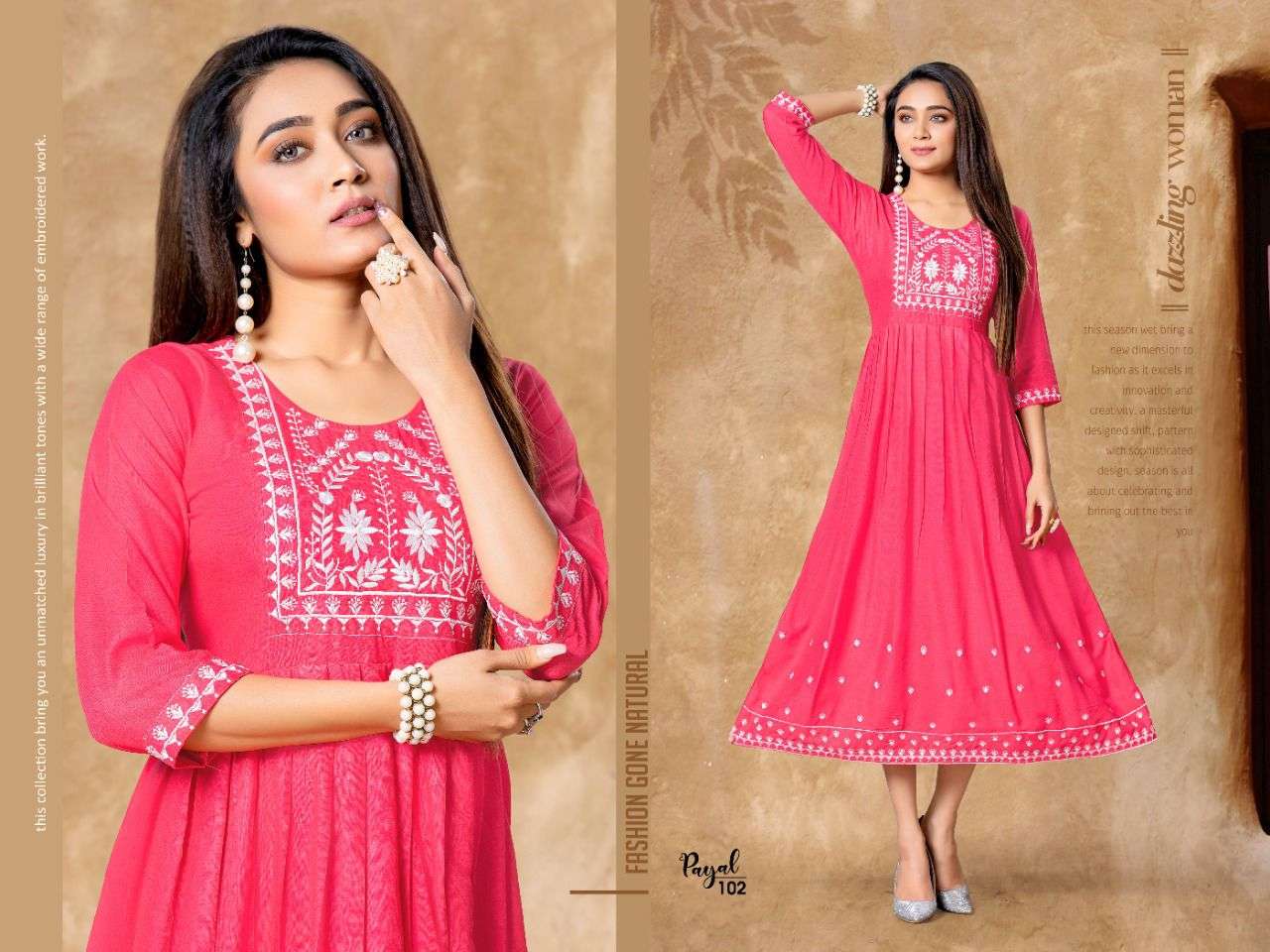 PAYAL BY BEAUTY QUEEN 101 TO 108 SERIES DESIGNER STYLISH FANCY COLORFUL BEAUTIFUL PARTY WEAR & ETHNIC WEAR COLLECTION RAYON EMBROIDERY KURTIS AT WHOLESALE PRICE