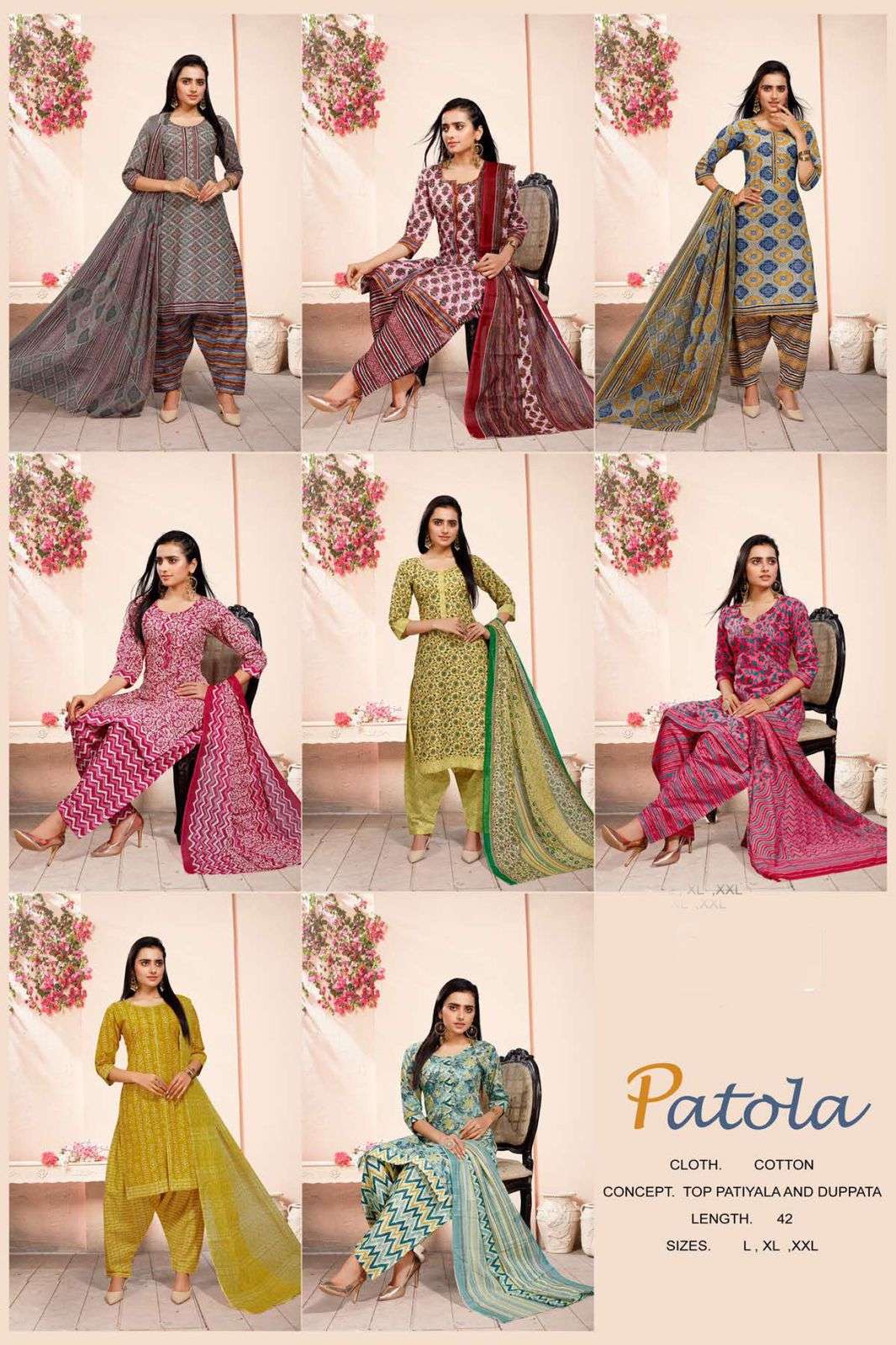 PATOLA BY BEAUTY QUEEN 1001 TO 1008 SERIES BEAUTIFUL PATIYALA SUITS COLORFUL STYLISH FANCY CASUAL WEAR & ETHNIC WEAR CAMBRIC PRINT DRESSES AT WHOLESALE PRICE