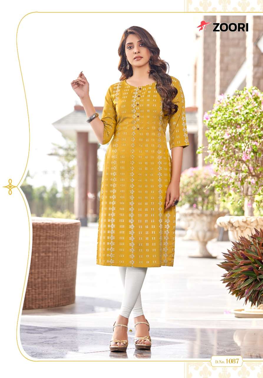 AKSHARA VOL-15 BY ZOORI 1087 TO 1092 SERIES DESIGNER STYLISH FANCY COLORFUL BEAUTIFUL PARTY WEAR & ETHNIC WEAR COLLECTION RAYON PRINT KURTIS AT WHOLESALE PRICE
