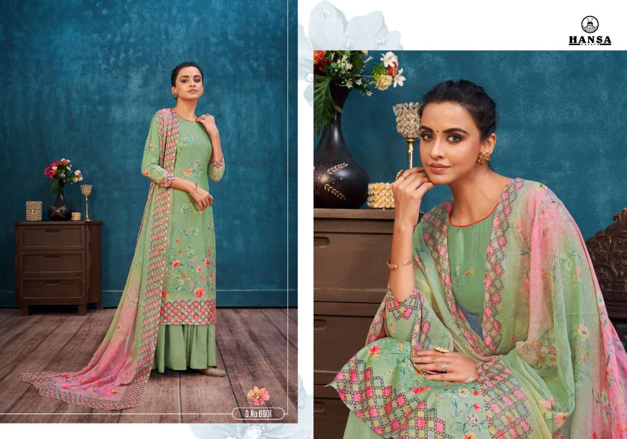 HIDAYA PRIYANKA BY HANSA PRINT 6901 TO 6906 SERIES BEAUTIFUL STYLISH SUITS FANCY COLORFUL CASUAL WEAR & ETHNIC WEAR & READY TO WEAR PURE COTTON DIGITAL PRINT WITH WORK DRESSES AT WHOLESALE PRICE