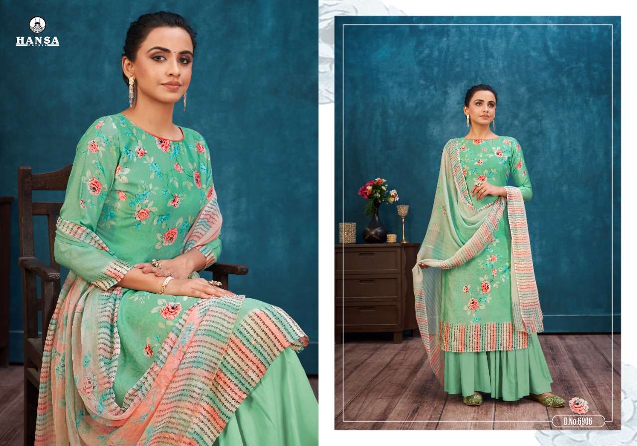 HIDAYA PRIYANKA BY HANSA PRINT 6901 TO 6906 SERIES BEAUTIFUL STYLISH SUITS FANCY COLORFUL CASUAL WEAR & ETHNIC WEAR & READY TO WEAR PURE COTTON DIGITAL PRINT WITH WORK DRESSES AT WHOLESALE PRICE