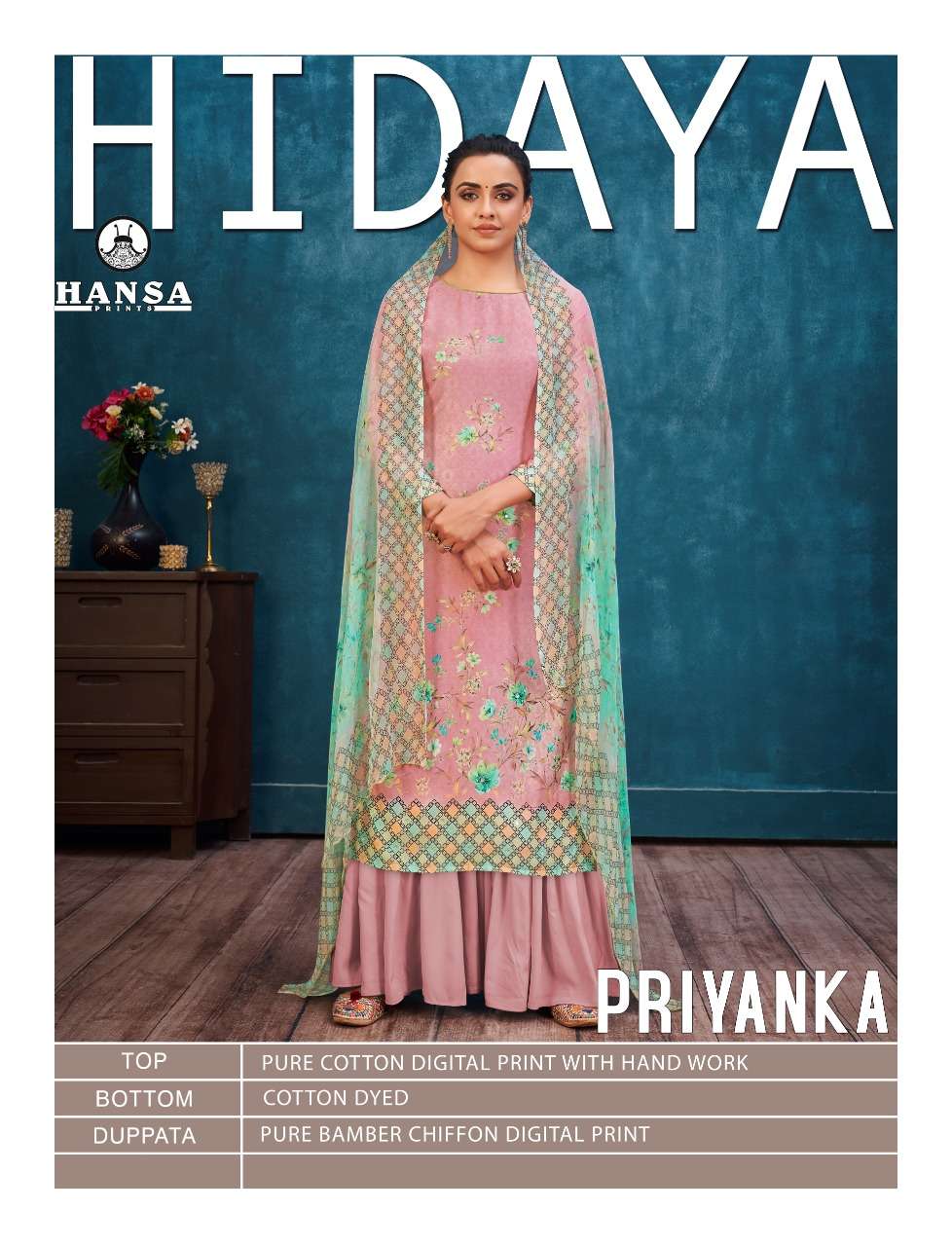 HIDAYA PRIYANKA BY HANSA PRINT 6901 TO 6906 SERIES BEAUTIFUL STYLISH SUITS FANCY COLORFUL CASUAL WEAR & ETHNIC WEAR & READY TO WEAR PURE COTTON DIGITAL PRINT WITH WORK DRESSES AT WHOLESALE PRICE