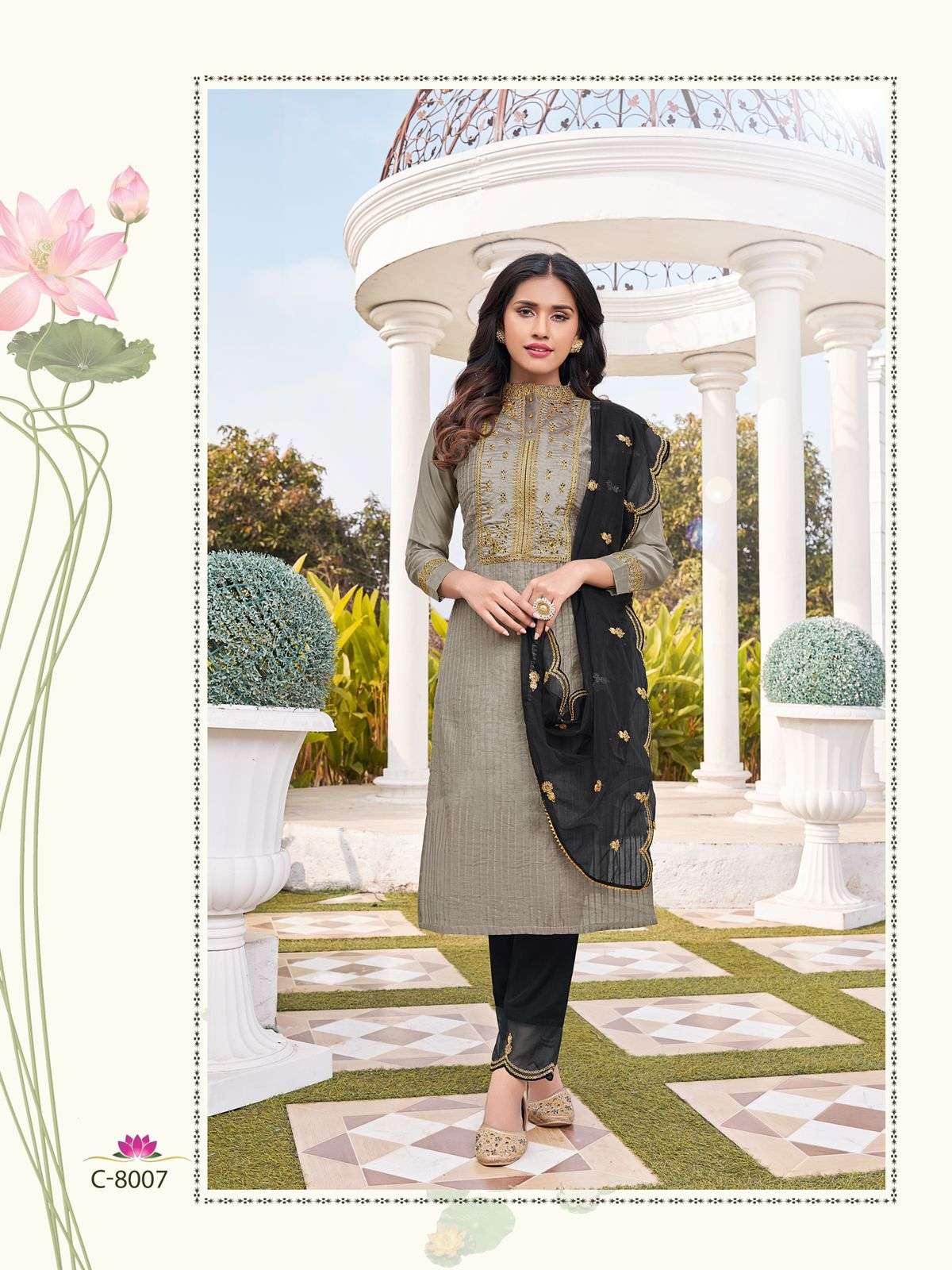 SHUBHARAMBH BY RT 8007 TO 8012 SERIES BEAUTIFUL SUITS COLORFUL STYLISH FANCY CASUAL WEAR & ETHNIC WEAR CHANDERI EMBROIDERED DRESSES AT WHOLESALE PRICE