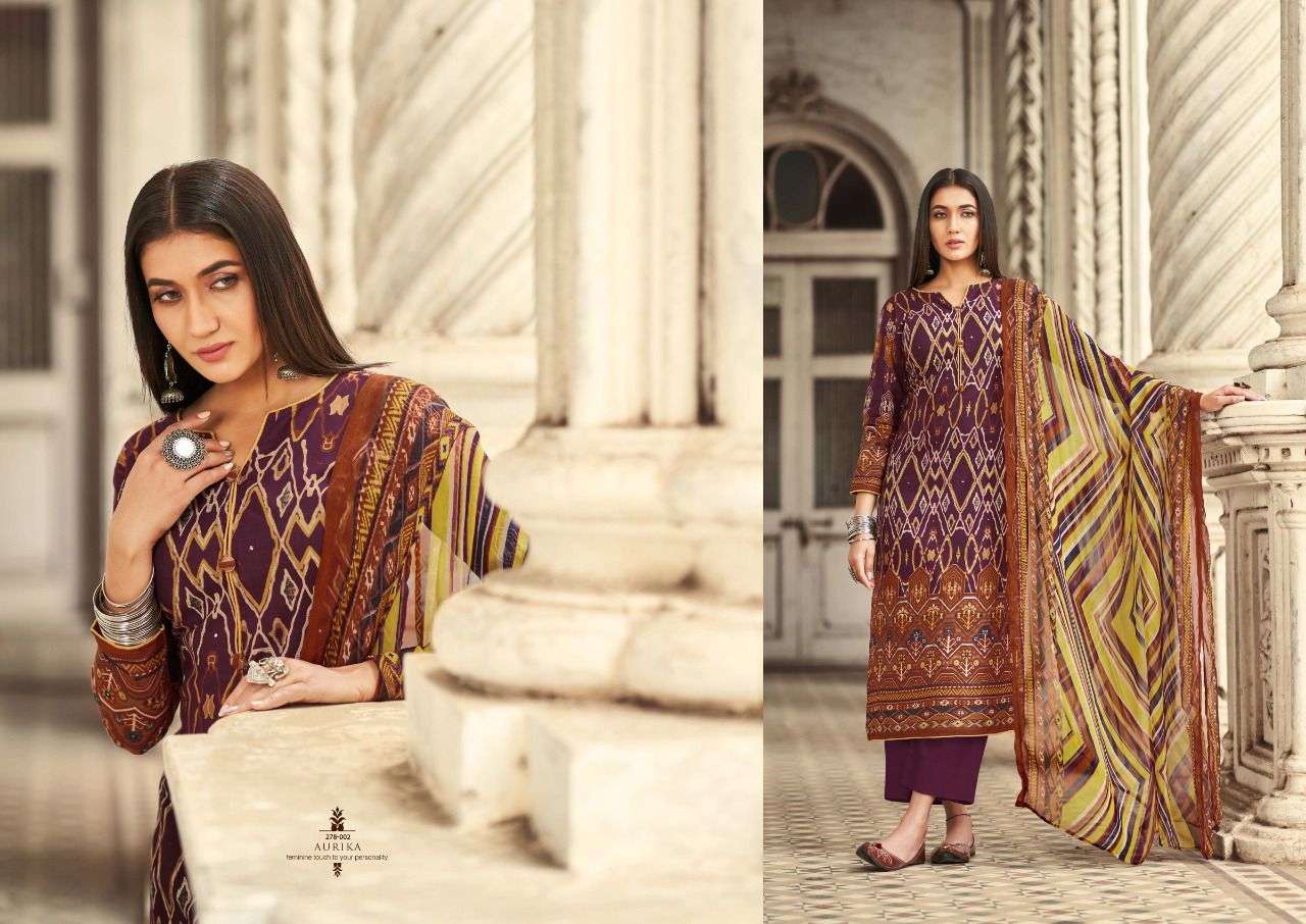 AURIKA BY SARGAM PRINTS 278-001 TO 278-008 SERIES BEAUTIFUL SUITS COLORFUL STYLISH FANCY CASUAL WEAR & ETHNIC WEAR PURE CAMBRIC PRINT DRESSES AT WHOLESALE PRICE
