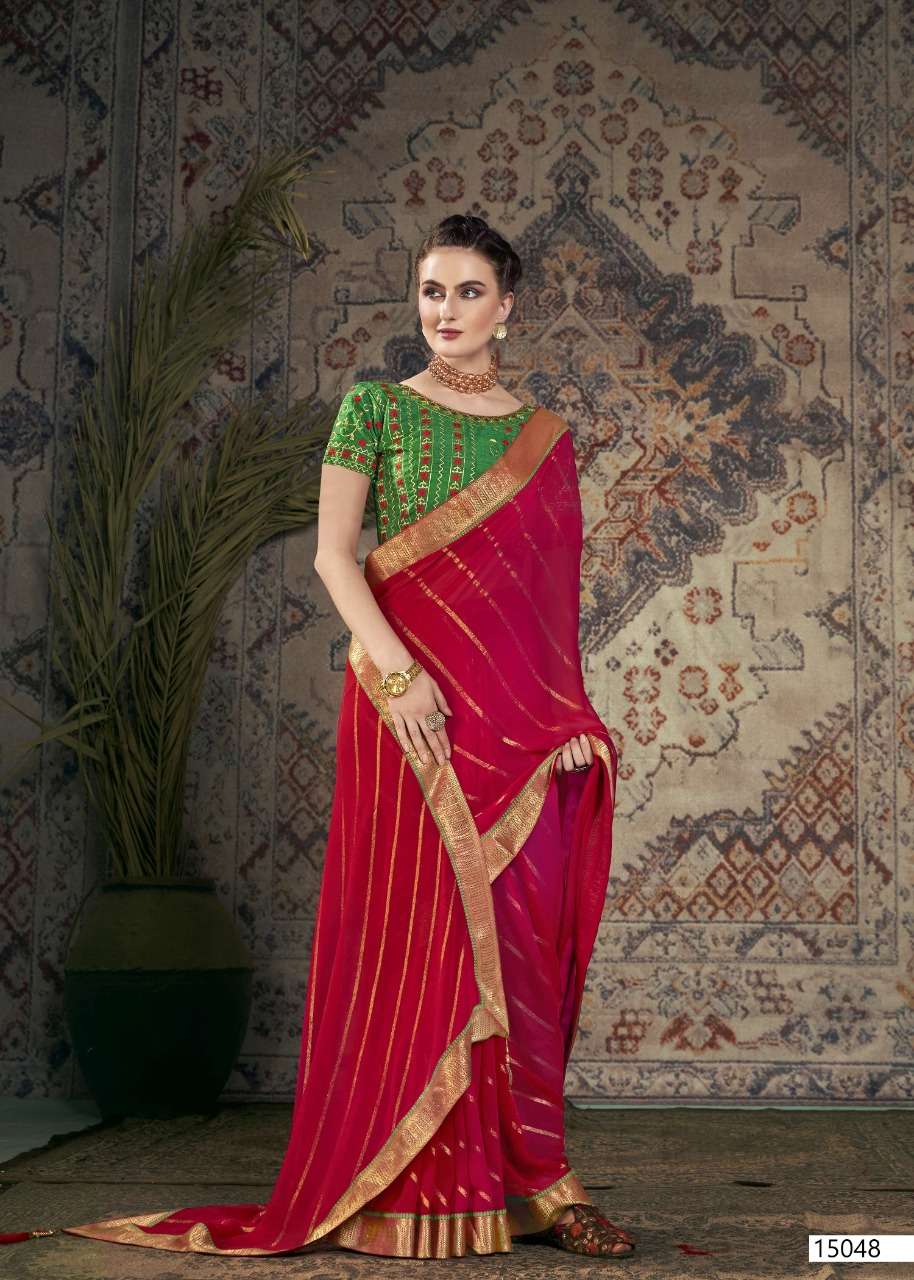 PINAKI BY VALLABHI PRINTS 15041 TO 15048 SERIES INDIAN TRADITIONAL WEAR COLLECTION BEAUTIFUL STYLISH FANCY COLORFUL PARTY WEAR & OCCASIONAL WEAR GEORGETTE PRINT SAREES AT WHOLESALE PRICE
