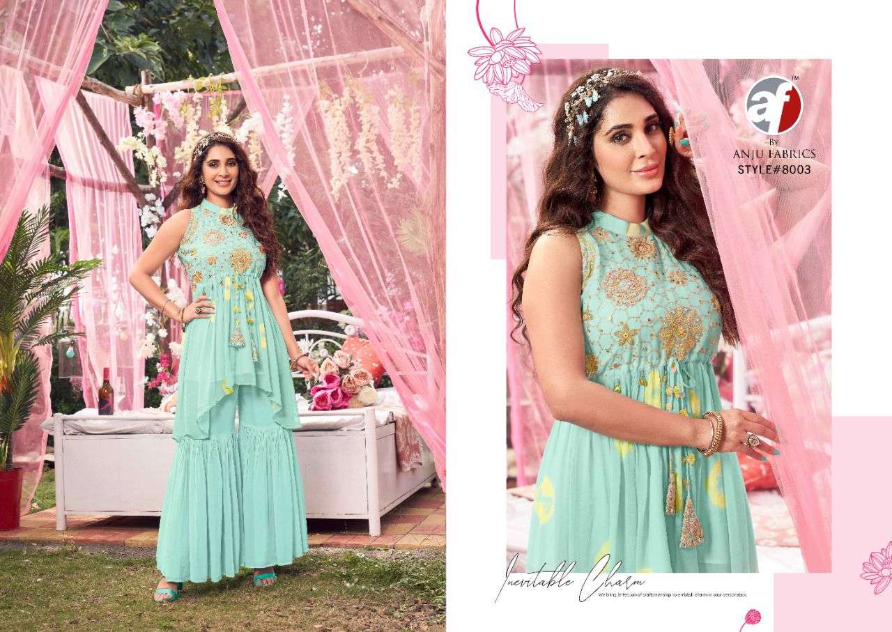 CINDERELLA BY AF 8001 TO 8005 SERIES DESIGNER STYLISH FANCY COLORFUL BEAUTIFUL PARTY WEAR & ETHNIC WEAR COLLECTION PURE GEORGETTE TOPS WITH BOTTOM AT WHOLESALE PRICE