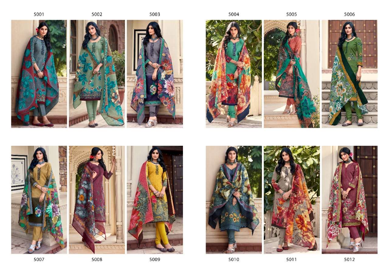 JASMINE VOL-25 BY SWEETY FASHION 5001 TO 5012 SERIES BEAUTIFUL SUITS STYLISH FANCY COLORFUL CASUAL WEAR & ETHNIC WEAR SOFT COTTON PRINTED DRESSES AT WHOLESALE PRICE
