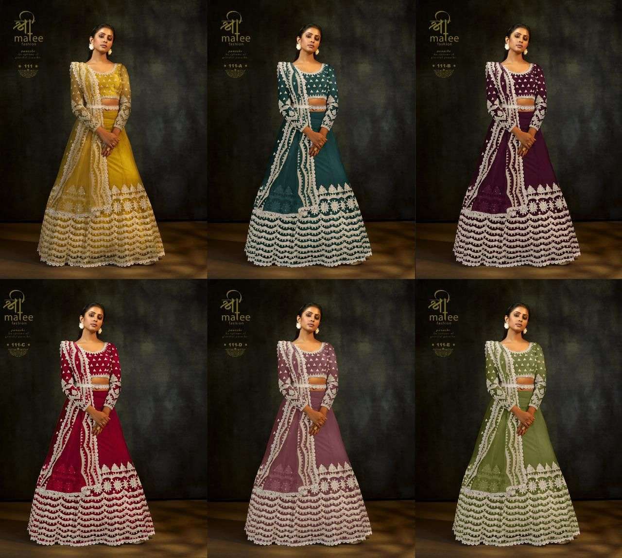 Breeze 111 Colours By Shree Matee Fashion 111 To 111-E Series Designer Beautiful Navratri Collection Occasional Wear & Party Wear Butterfly Net Lehengas At Wholesale Price