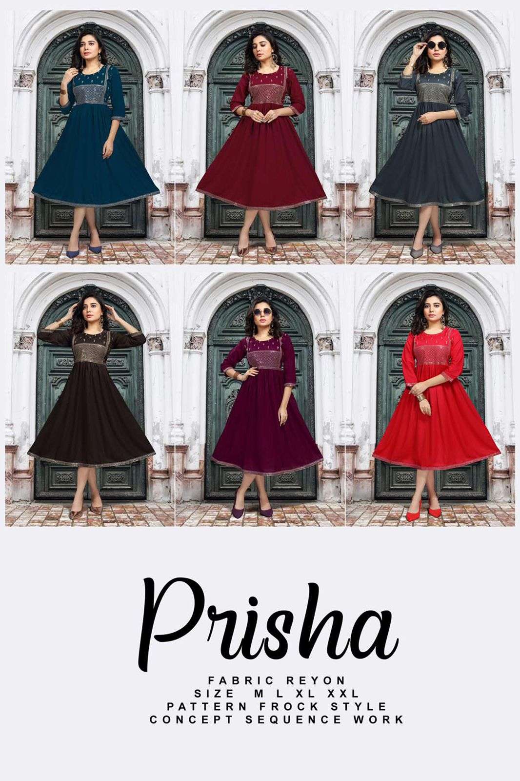 PRISHA VOL-2 BY BEAUTY QUEEN 8134-A TO 8134-F SERIES DESIGNER STYLISH FANCY COLORFUL BEAUTIFUL PARTY WEAR & ETHNIC WEAR COLLECTION HEAVY RAYON WITH WORK KURTIS AT WHOLESALE PRICE