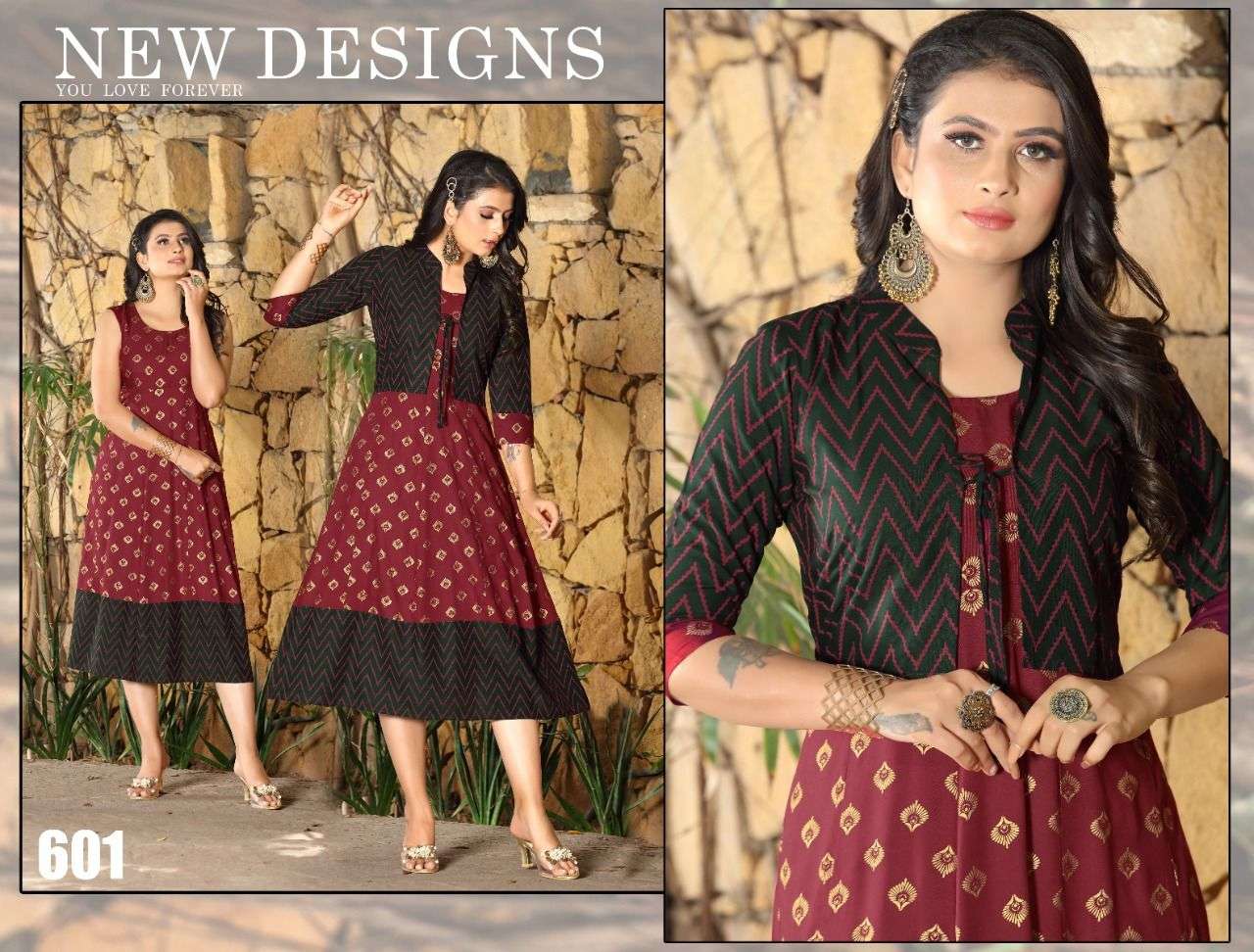 URBAN BEAUTY BY BEAUTY QUEEN 601 TO 608 SERIES DESIGNER STYLISH FANCY COLORFUL BEAUTIFUL PARTY WEAR & ETHNIC WEAR COLLECTION RAYON PRINT KURTIS WITH JACKET AT WHOLESALE PRICE