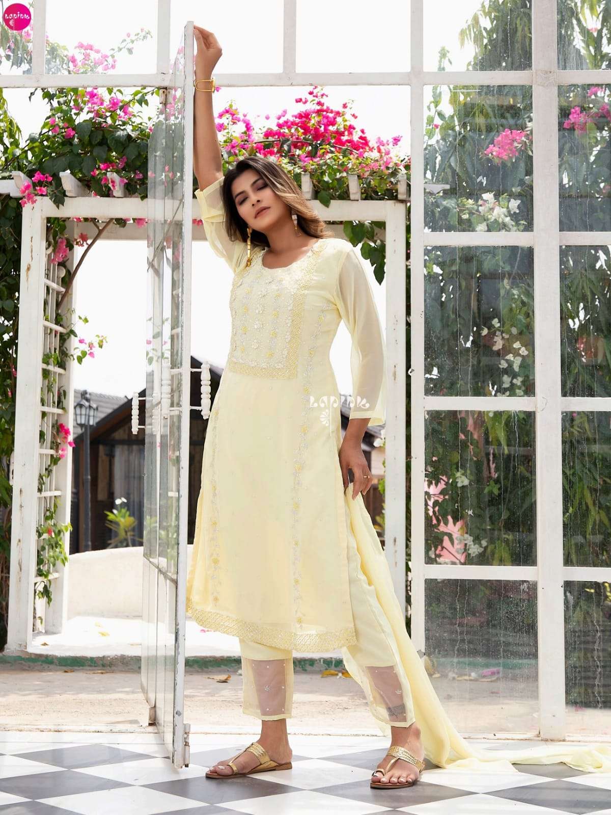 AAINA VOL-1 BY LAPINK 101 TO 104 SERIES BEAUTIFUL SUITS COLORFUL STYLISH FANCY CASUAL WEAR & ETHNIC WEAR CHINNON/GEORGETTE DRESSES AT WHOLESALE PRICE