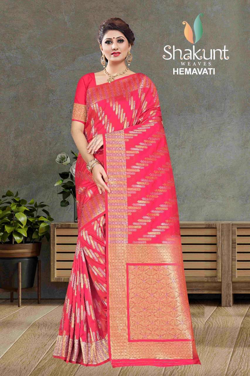 HEMAVATI BY SHAKUNT 1001 TO 1006 SERIES INDIAN TRADITIONAL WEAR COLLECTION BEAUTIFUL STYLISH FANCY COLORFUL PARTY WEAR & OCCASIONAL WEAR SOFT SILK SAREES AT WHOLESALE PRICE