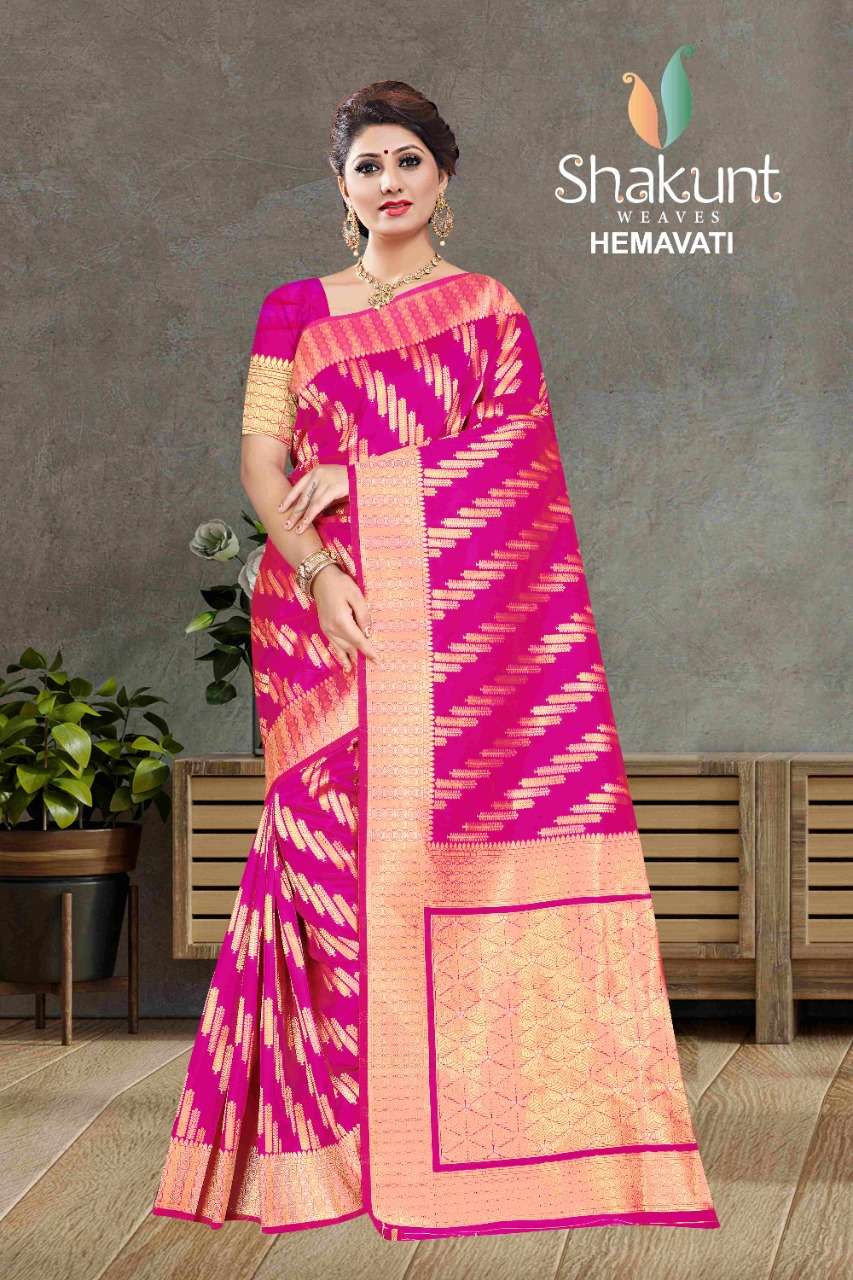 HEMAVATI BY SHAKUNT 1001 TO 1006 SERIES INDIAN TRADITIONAL WEAR COLLECTION BEAUTIFUL STYLISH FANCY COLORFUL PARTY WEAR & OCCASIONAL WEAR SOFT SILK SAREES AT WHOLESALE PRICE