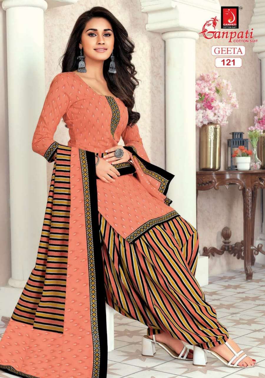 Geeta Vol-1 By Ganpati Cotton Suit 108 To 122 Series Beautiful Suits Colorful Stylish Fancy Casual Wear & Ethnic Wear Pure Cotton Print Dresses At Wholesale Price