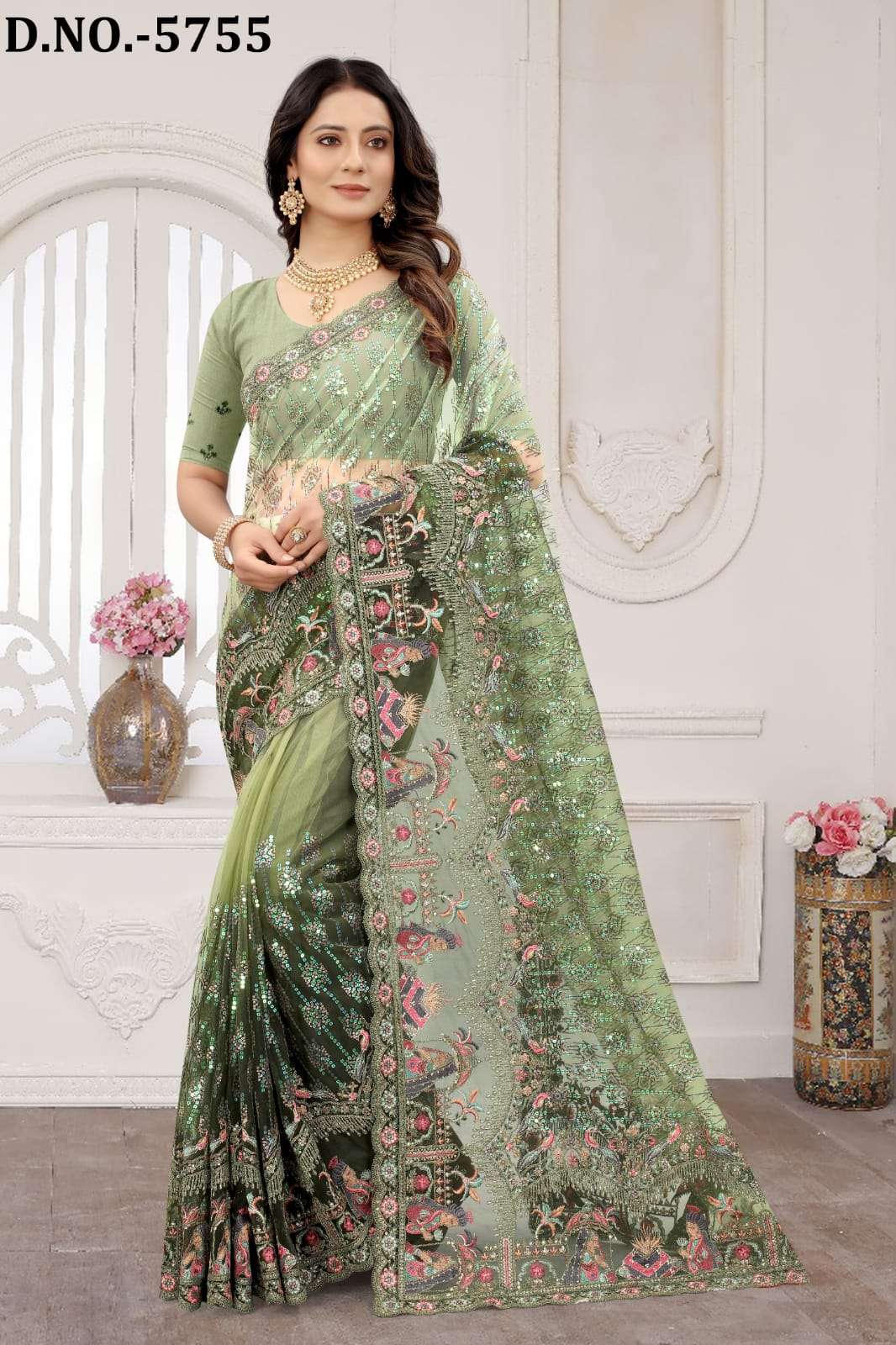 PAVITRA RISHTA BY NARI FASHION 5751 TO 5762 SERIES INDIAN TRADITIONAL WEAR COLLECTION BEAUTIFUL STYLISH FANCY COLORFUL PARTY WEAR & OCCASIONAL WEAR HEAVY NET EMBROIDERED SAREES AT WHOLESALE PRICE