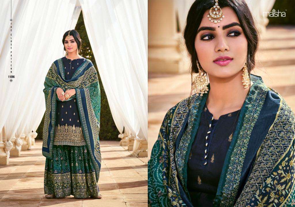 VIVANN VOL-7 BY MAISHA 11095 TO 11098 SERIES BEAUTIFUL SHARARA SUITS COLORFUL STYLISH FANCY CASUAL WEAR & ETHNIC WEAR PURE DOLA DIGITAL PRINT DRESSES AT WHOLESALE PRICE