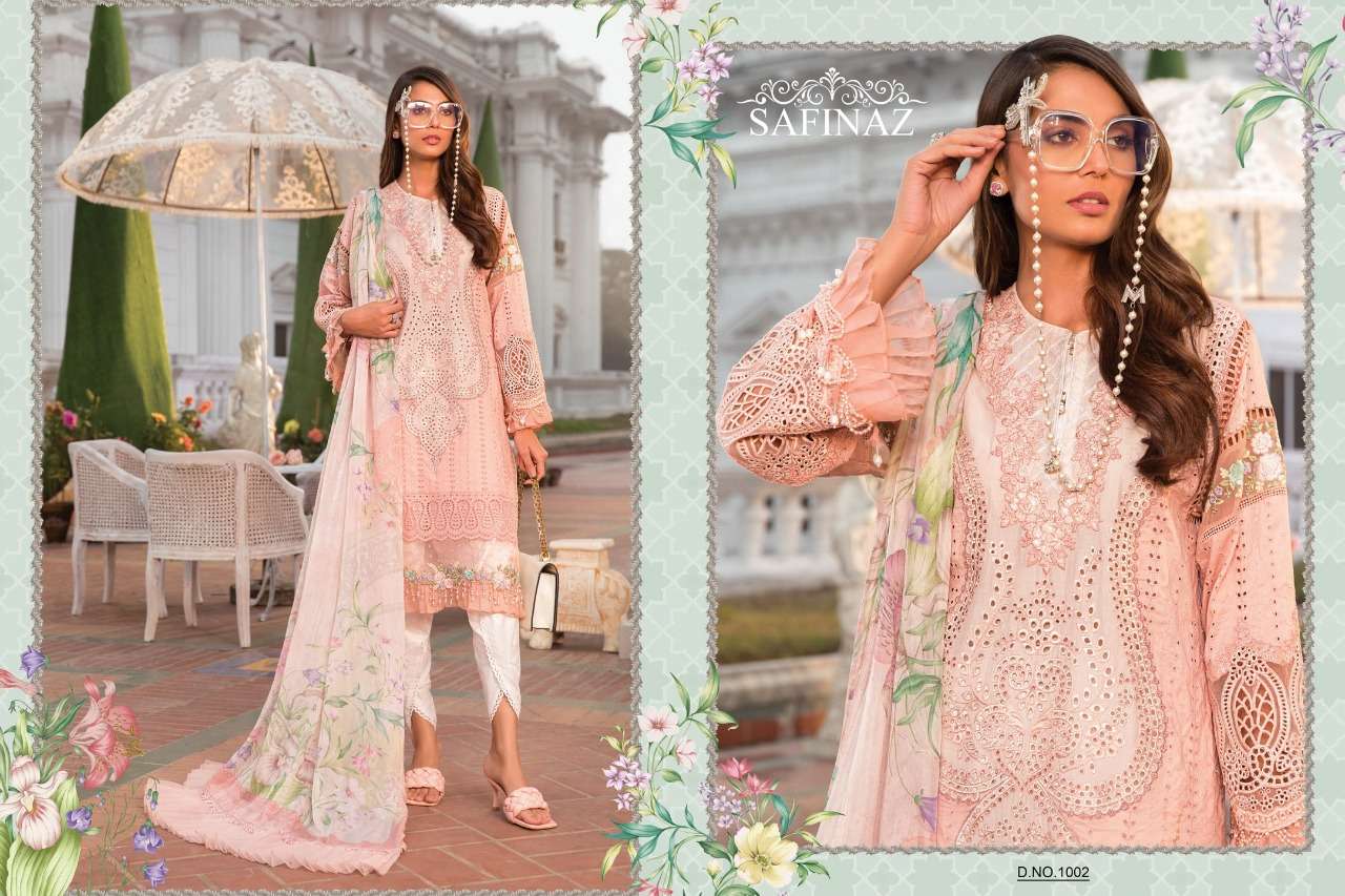 MARIA.B. VOL-9 BY SAFINAZ 1001 TO 1007 SERIES PAKISTANI WEAR COLLECTION BEAUTIFUL STYLISH FANCY COLORFUL PARTY WEAR & OCCASIONAL WEAR PURE COTTON LAWN WITH EMBROIDERED DRESSES AT WHOLESALE PRICE