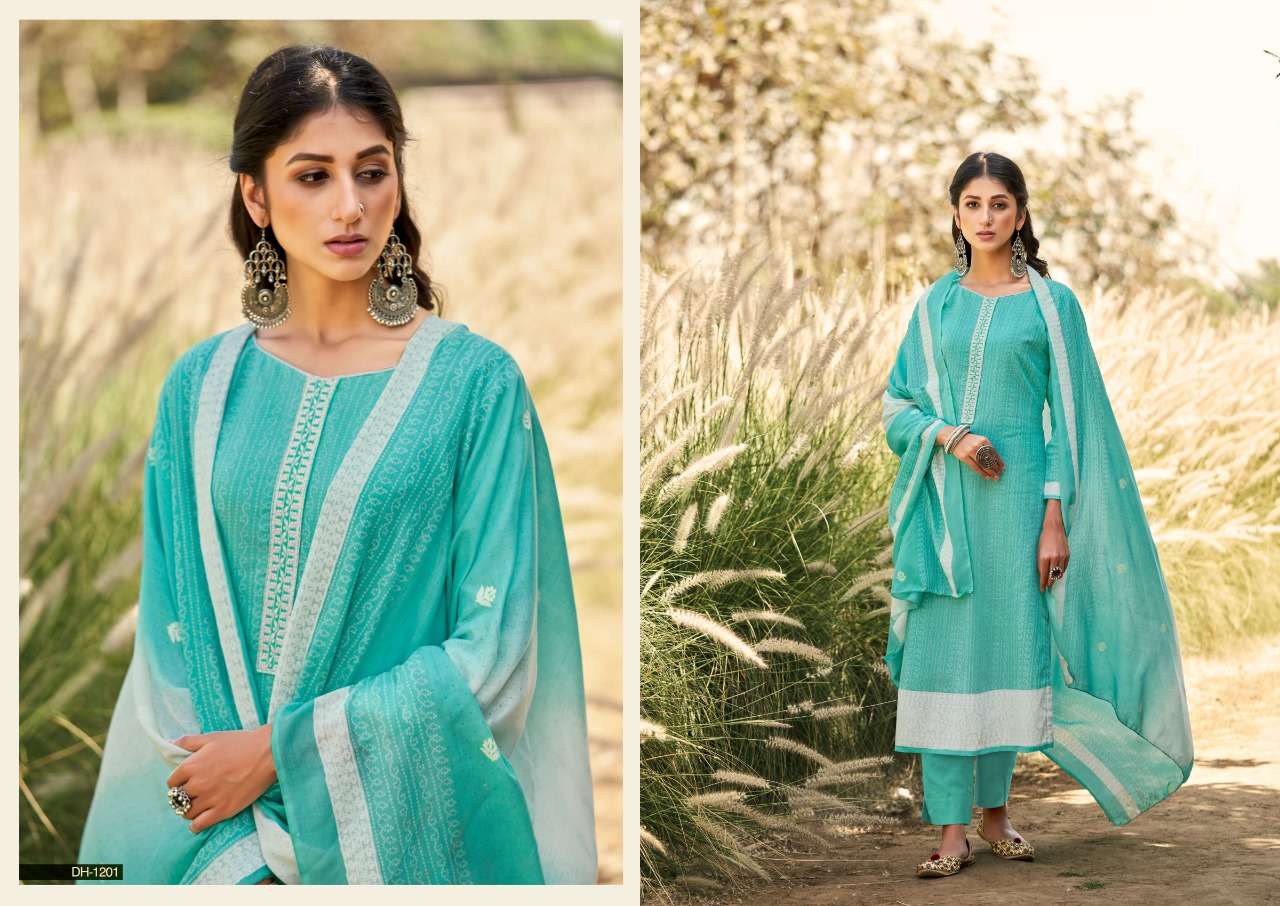 AASHNA BY DHRITI FASHION 1201 TO 1208 SERIES BEAUTIFUL SUITS COLORFUL STYLISH FANCY CASUAL WEAR & ETHNIC WEAR PURE COTTON PRINT WITH EMBROIDERED DRESSES AT WHOLESALE PRICE