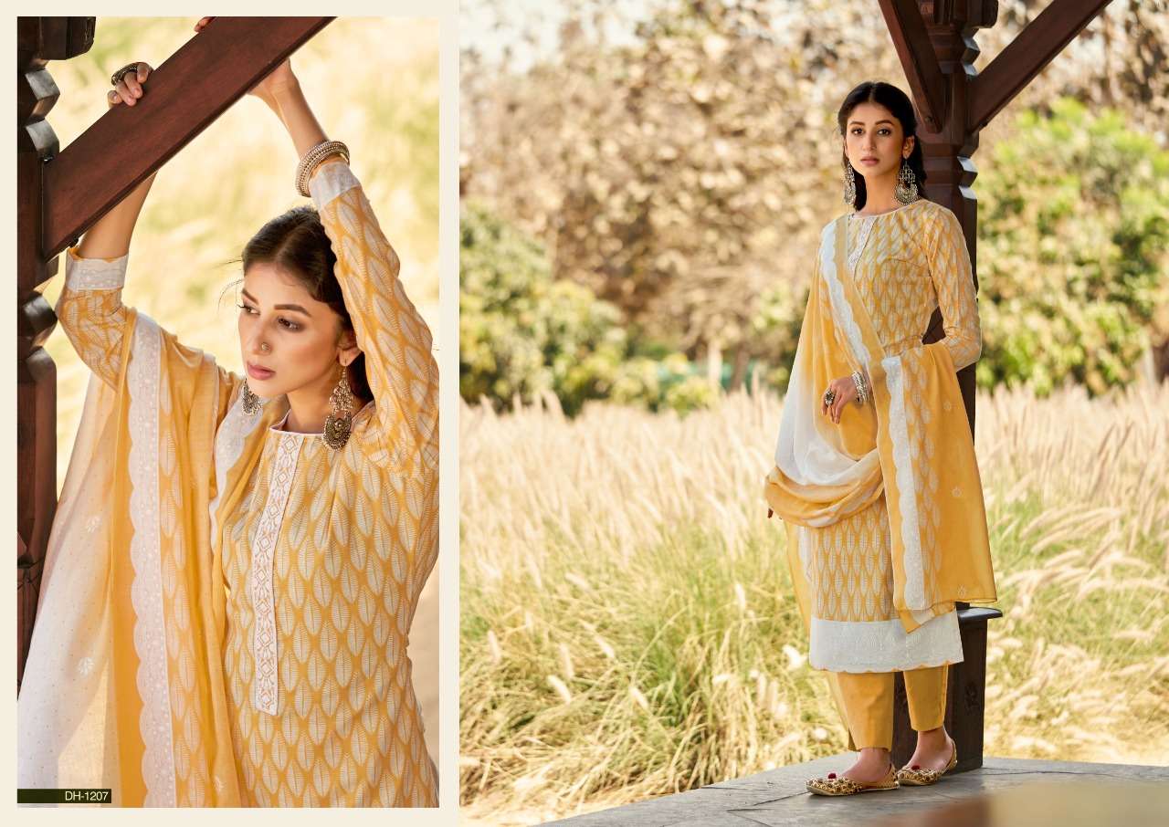 AASHNA BY DHRITI FASHION 1201 TO 1208 SERIES BEAUTIFUL SUITS COLORFUL STYLISH FANCY CASUAL WEAR & ETHNIC WEAR PURE COTTON PRINT WITH EMBROIDERED DRESSES AT WHOLESALE PRICE