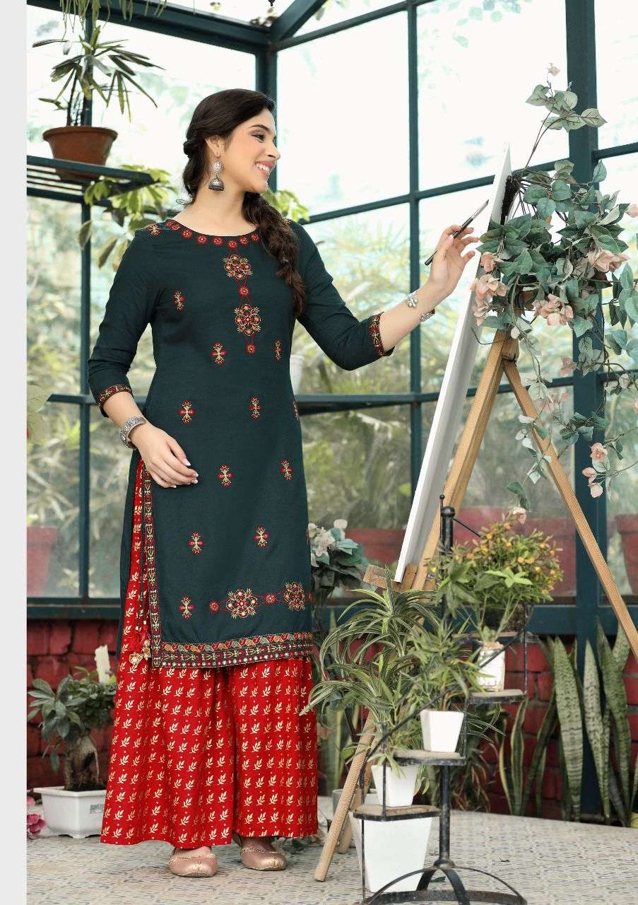 JULIET BY HIVA 101 TO 106 SERIES DESIGNER STYLISH FANCY COLORFUL BEAUTIFUL PARTY WEAR & ETHNIC WEAR COLLECTION RAYON KURTIS WITH BOTTOM AT WHOLESALE PRICE