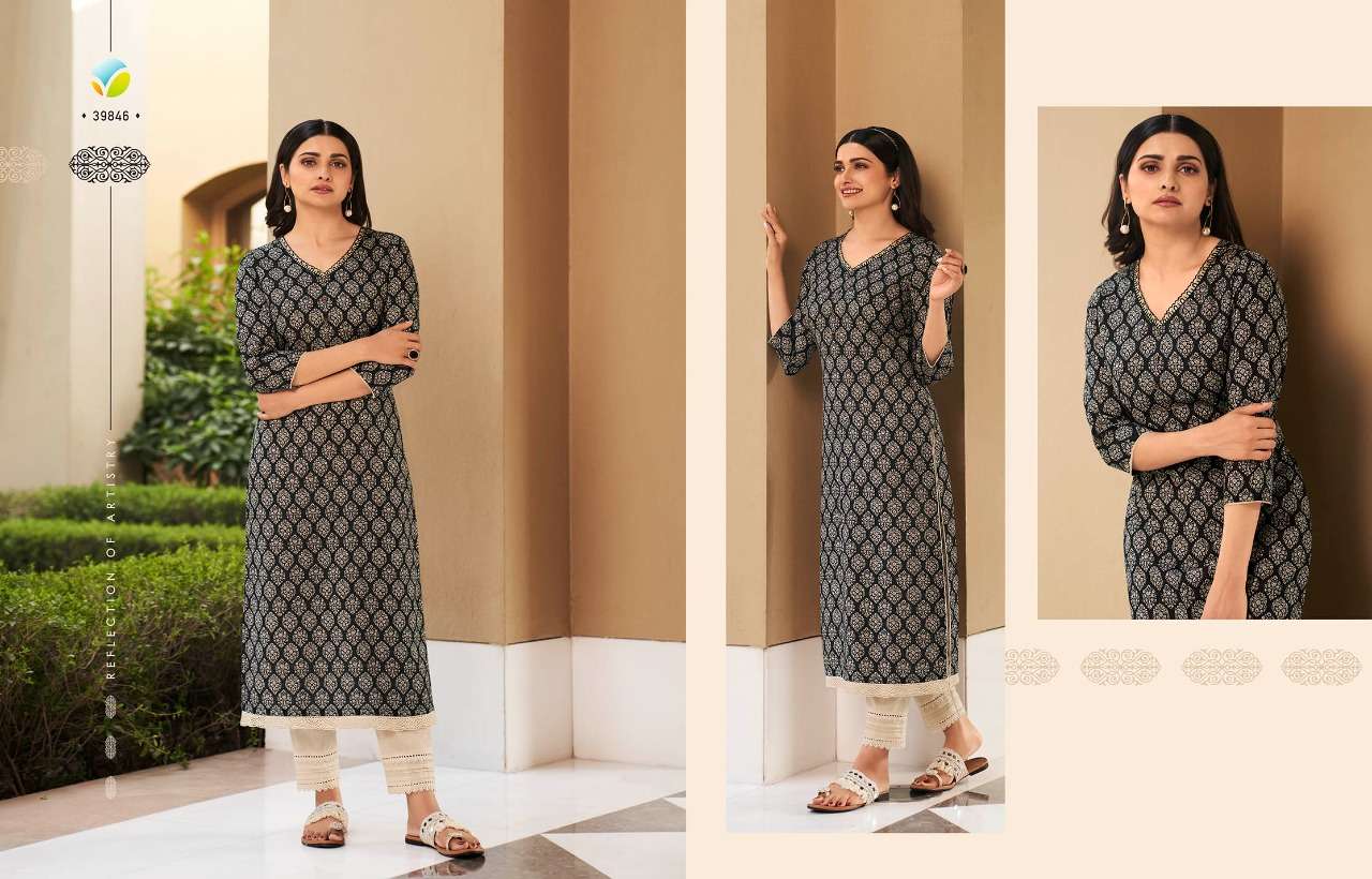 TUMBAA SUMMER BY VINAY FASHION 39841 TO 36848 SERIES DESIGNER STYLISH FANCY COLORFUL BEAUTIFUL PARTY WEAR & ETHNIC WEAR COLLECTION COTTON EMBROIDERED KURTIS WITH BOTTOM AT WHOLESALE PRICE