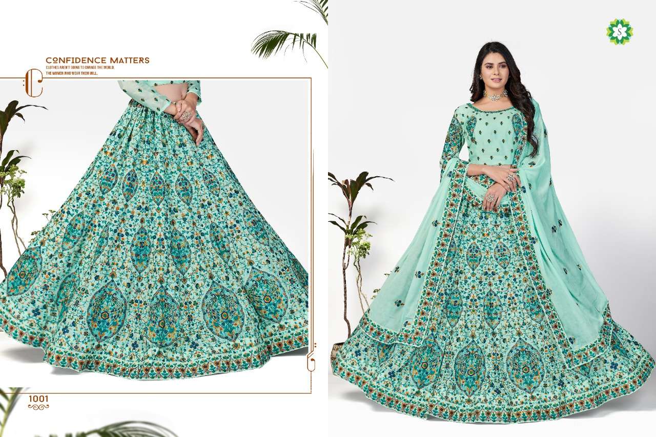 MANGALM BY SHEE STAR 1001 TO 1004 SERIES DESIGNER BEAUTIFUL NAVRATRI COLLECTION OCCASIONAL WEAR & PARTY WEAR HEAVY GEORGETTE LEHENGAS AT WHOLESALE PRICE