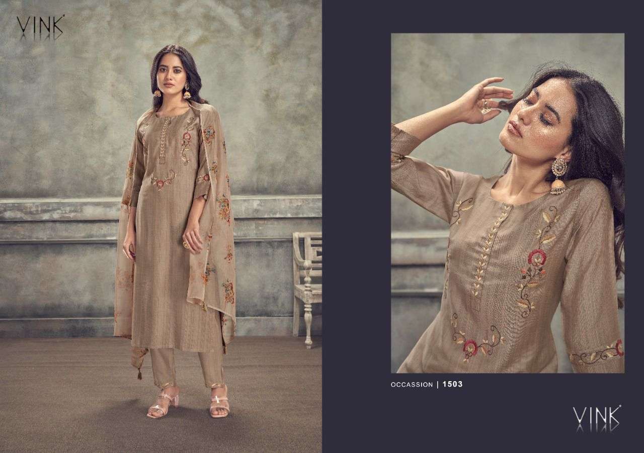 OCCASSIONS VOL-3 BY VINK 1501 TO 1507 SERIES BEAUTIFUL SUITS COLORFUL STYLISH FANCY CASUAL WEAR & ETHNIC WEAR PURE VISCOSE DRESSES AT WHOLESALE PRICE