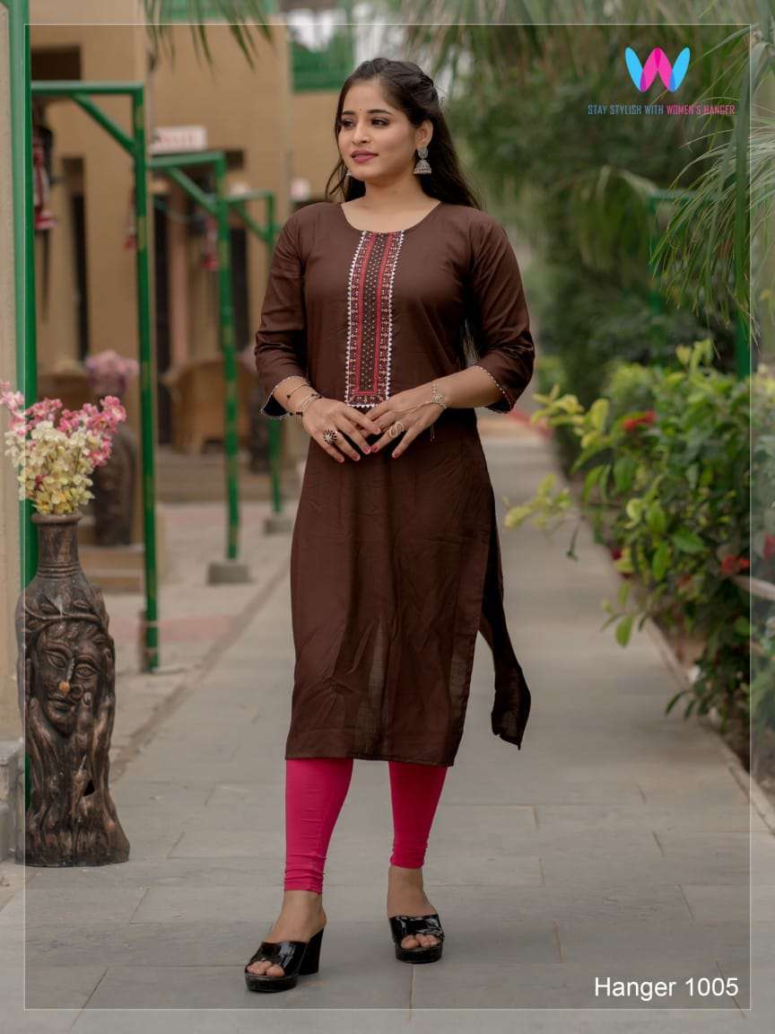 HANGER BY WOMENS HANGER 1001 TO 1006 SERIES DESIGNER STYLISH FANCY COLORFUL BEAUTIFUL PARTY WEAR & ETHNIC WEAR COLLECTION RAYON EMBROIDERY KURTIS AT WHOLESALE PRICE