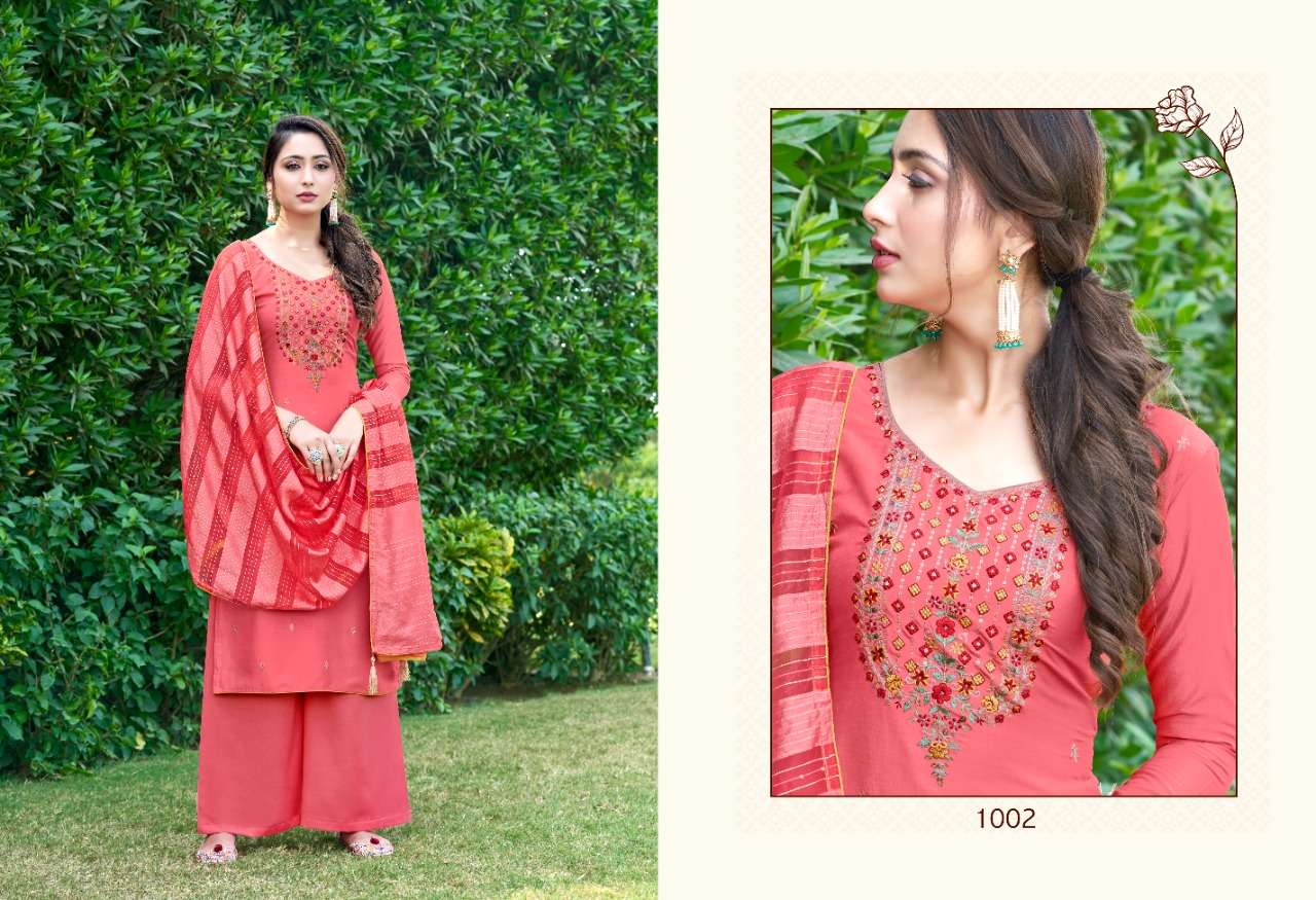 MAHFIL BY SWEETY FASHION 1001 TO 1006 SERIES BEAUTIFUL SUITS COLORFUL STYLISH FANCY CASUAL WEAR & ETHNIC WEAR CREPE EMBROIDERED DRESSES AT WHOLESALE PRICE