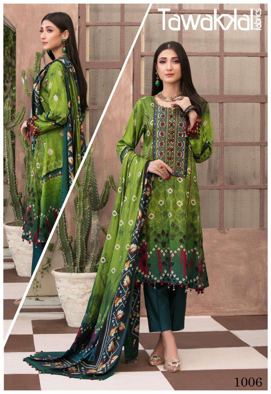 PARISA BY TAWAKKAL FAB 1001 TO 1010 SERIES BEAUTIFUL PAKISTANI SUITS COLORFUL STYLISH FANCY CASUAL WEAR & ETHNIC WEAR COTTON DRESSES AT WHOLESALE PRICE
