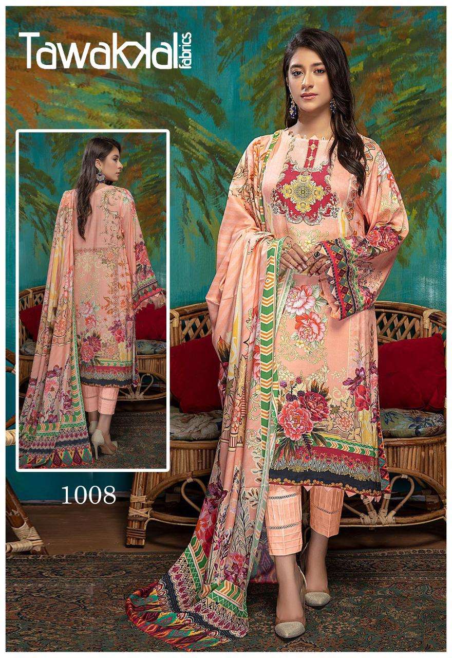 PARISA BY TAWAKKAL FAB 1001 TO 1010 SERIES BEAUTIFUL PAKISTANI SUITS COLORFUL STYLISH FANCY CASUAL WEAR & ETHNIC WEAR COTTON DRESSES AT WHOLESALE PRICE