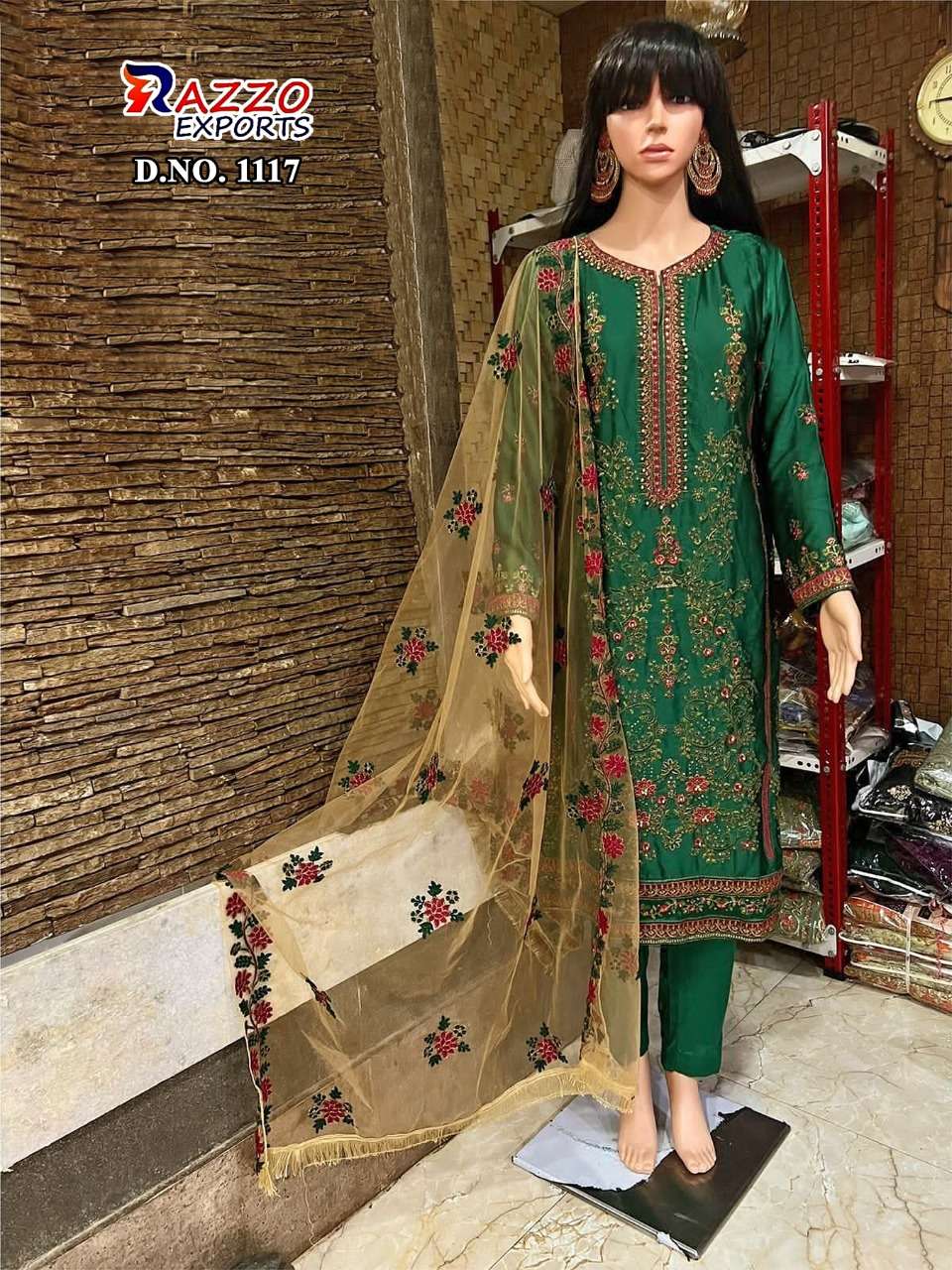 RAZZO VOL-5 HIT COLLECTION BY RAZZO EXPORTS 1117 TO 1118 SERIES DESIGNER BEAUTIFUL STYLISH PAKISATNI SUITS FANCY COLORFUL CASUAL WEAR & ETHNIC WEAR & READY TO WEAR GEORGETTE EMBROIDERY DRESSES AT WHOLESALE PRICE