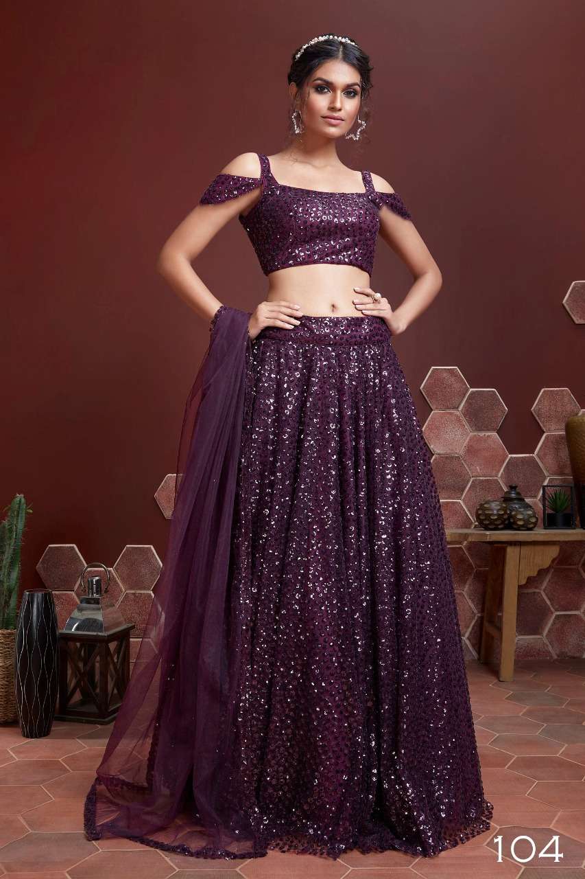 Mandakini By Fashid Wholesale 101 To 106 Series Beautiful Colorful Fancy Wedding Collection Occasional Wear & Party Wear Chinnon Silk/Soft Net Lehengas At Wholesale Price